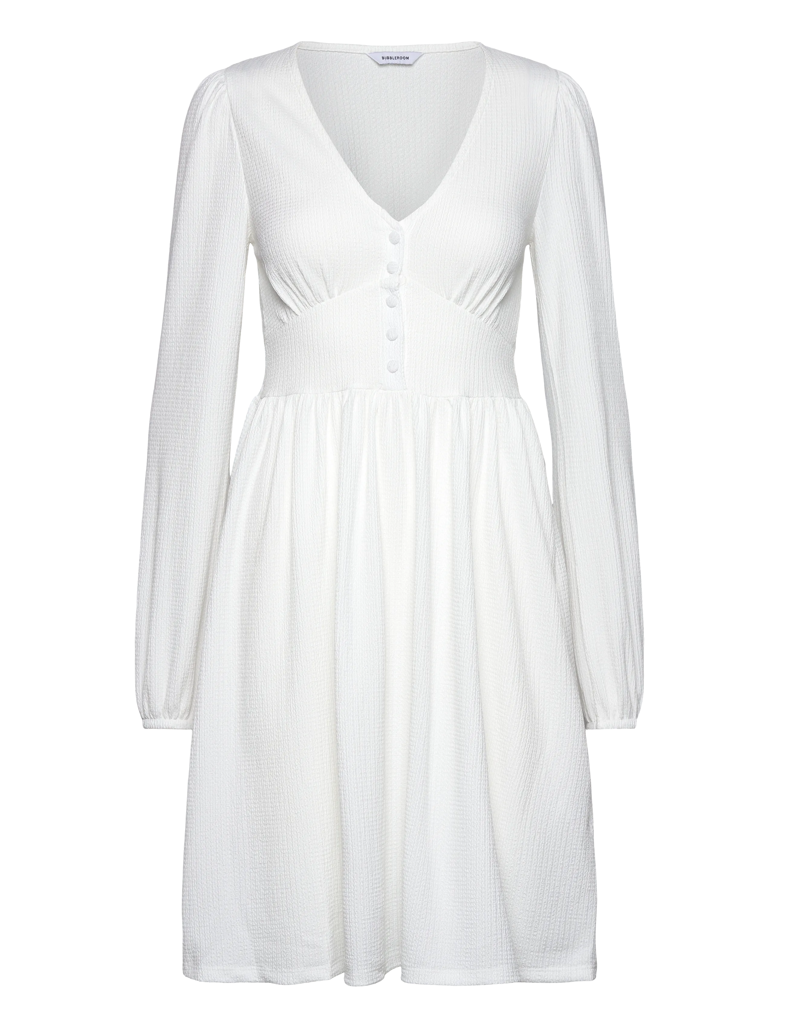 Bubbleroom Structure Button Short Dress - Kleider - WHITE / white