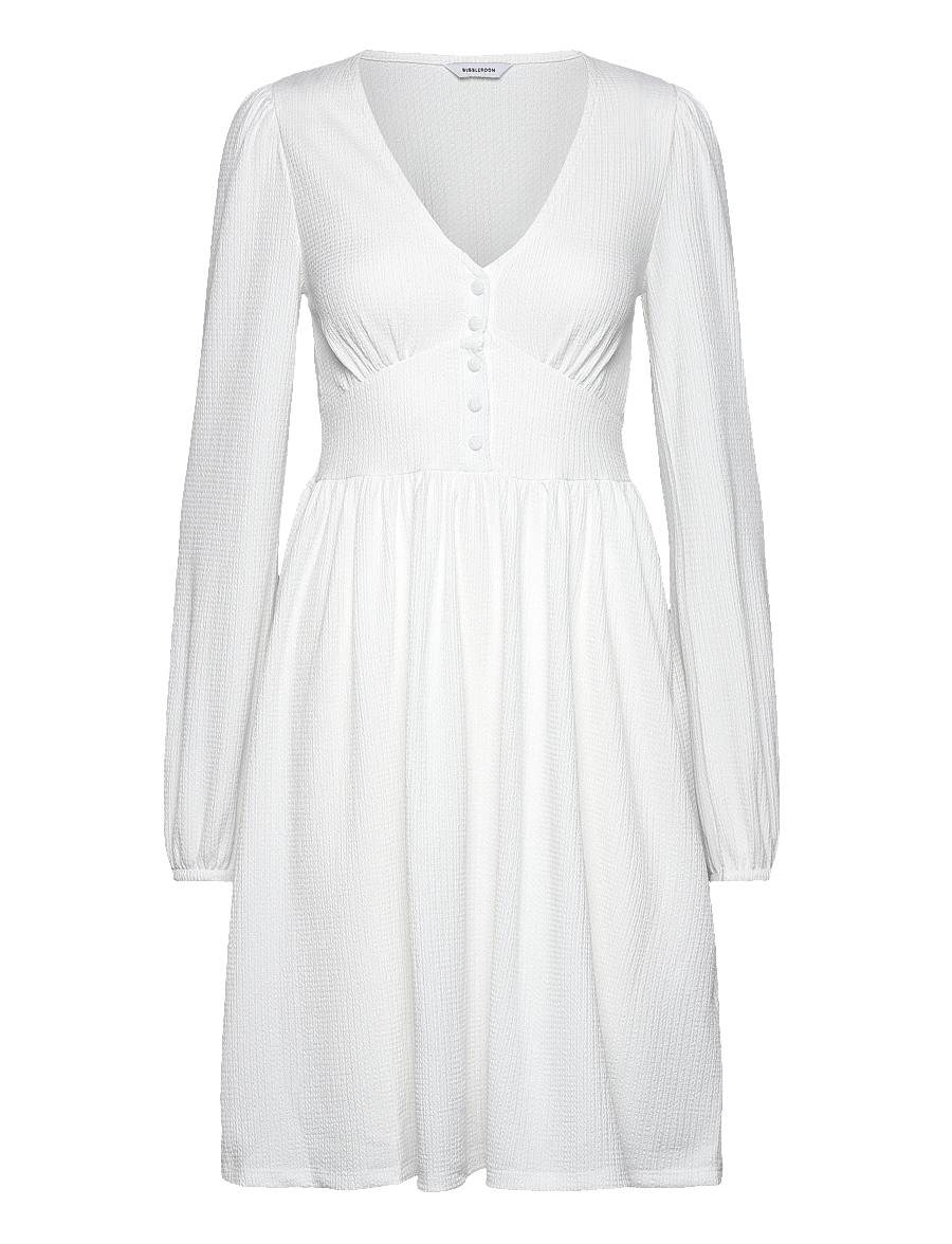 Bubbleroom - Structure Button Short Dress - white - 1