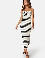 Bubbleroom - Lane Bustier Dress - fodralklänningar - light beige/striped - 0