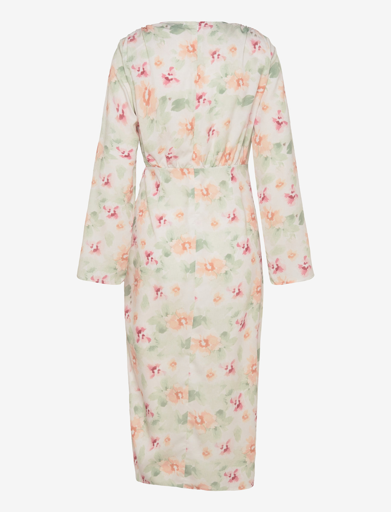 Bubbleroom - Drawstring L/S Midi Dress - midikleider - white/floral - 1