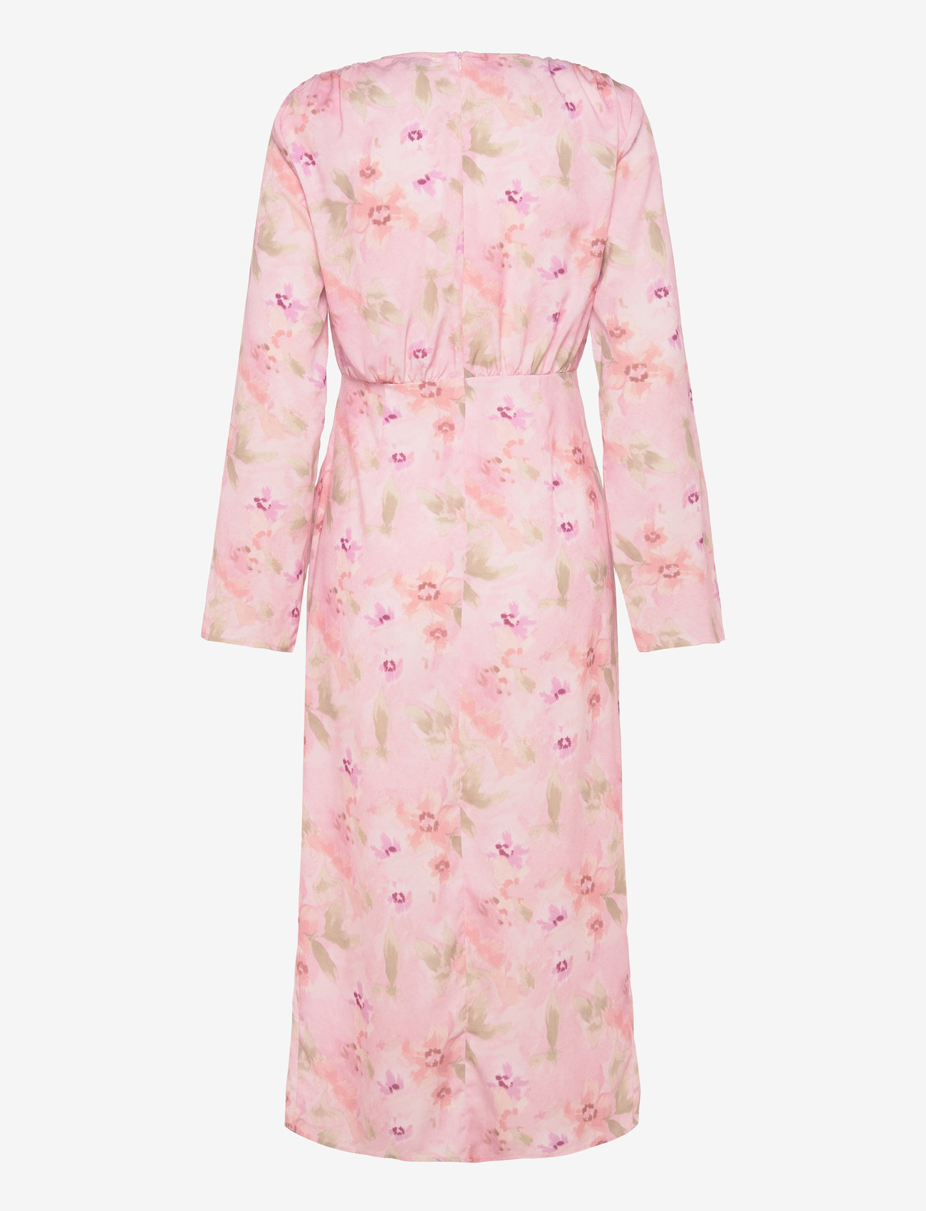 Bubbleroom - Drawstring L/S Midi Dress - suvekleidid - pink/floral - 1