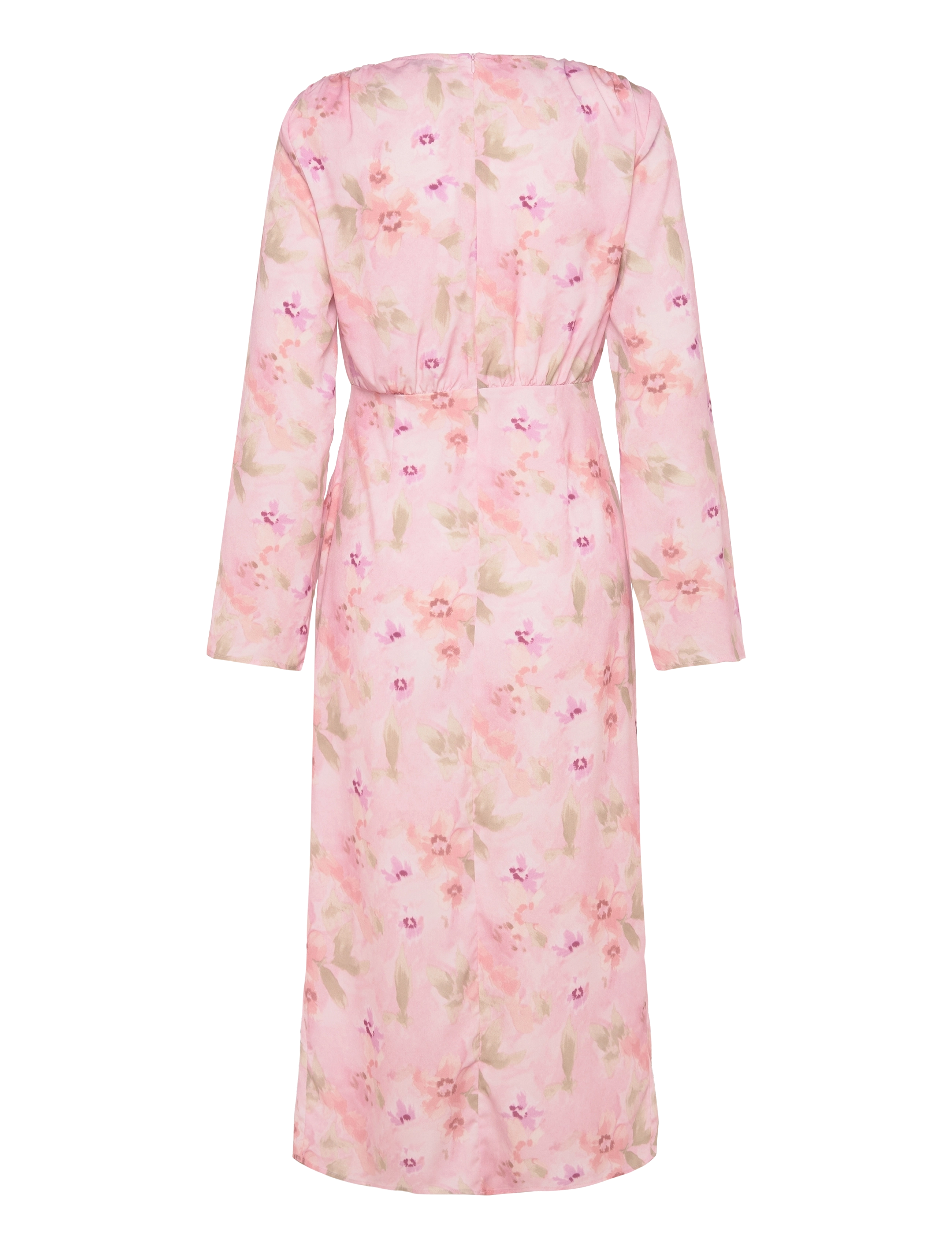 Bubbleroom - Drawstring L/S Midi Dress - midi-kleider - pink/floral - 2