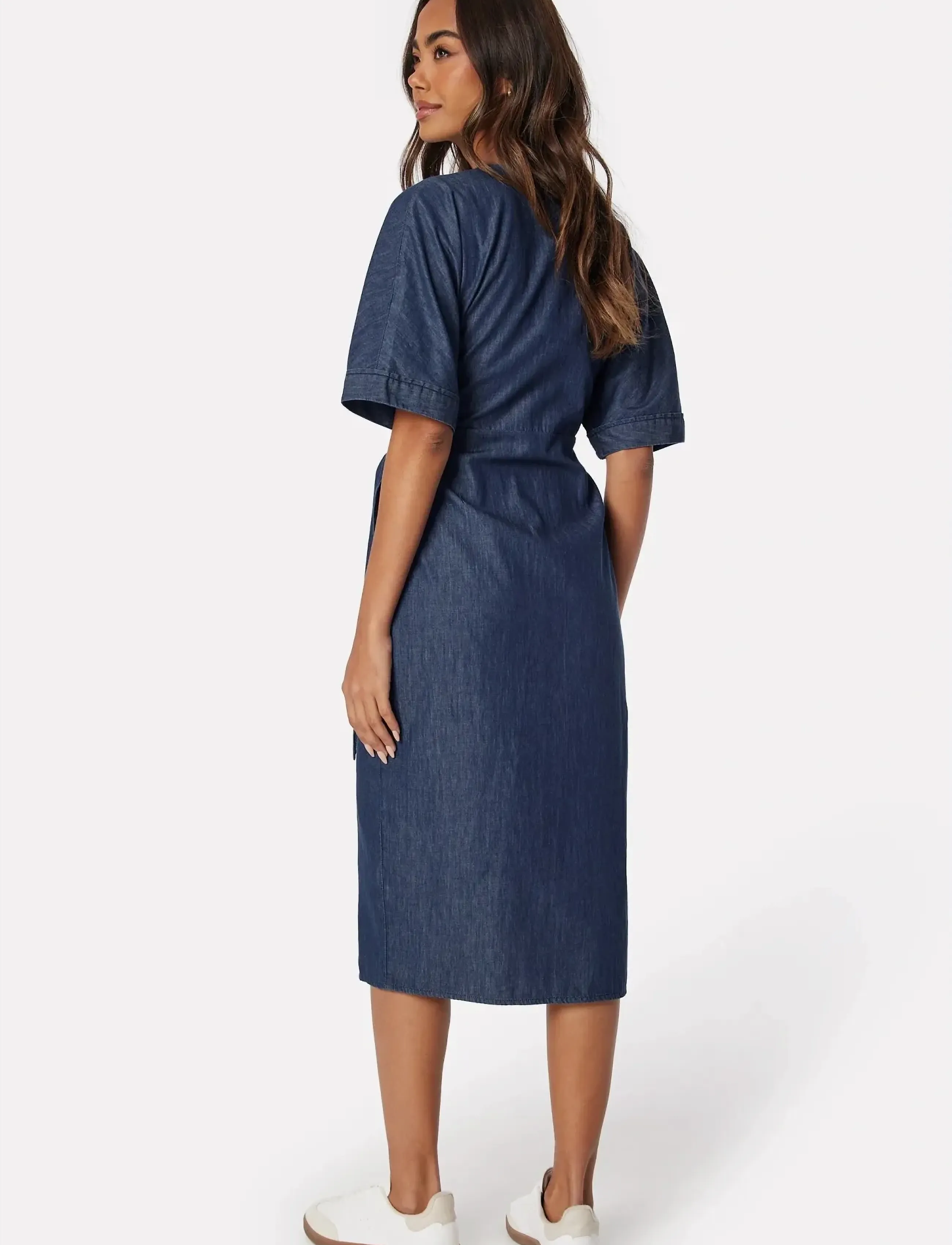 Bubbleroom - Denim Wrap Dress - dark blue - 3
