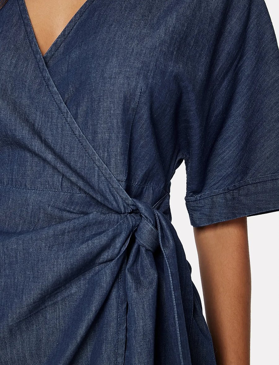 Bubbleroom - Denim Wrap Dress - slå-om-kjoler - dark blue - 5