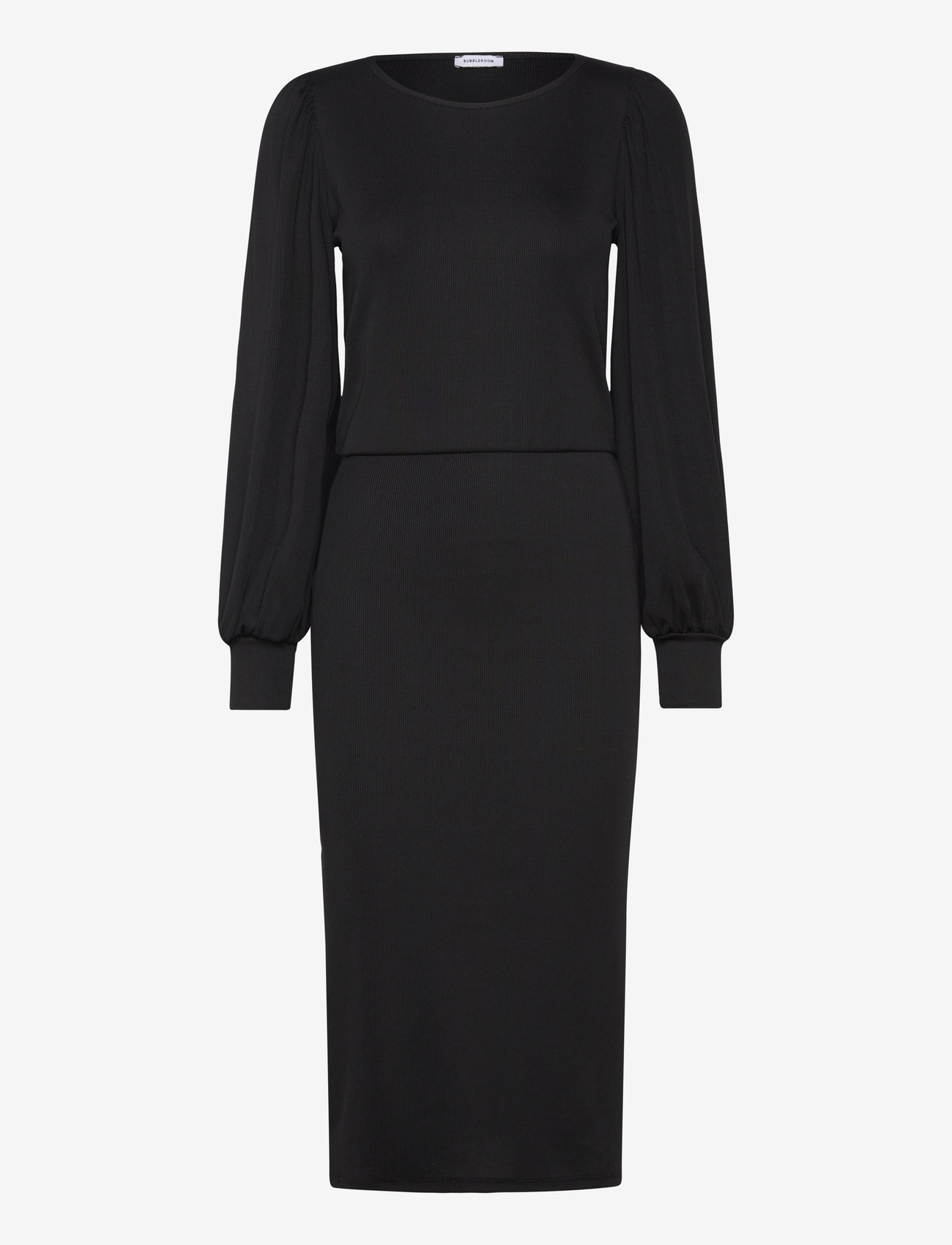 Bubbleroom - Balloon Sleeve Rib Dress - black - 0