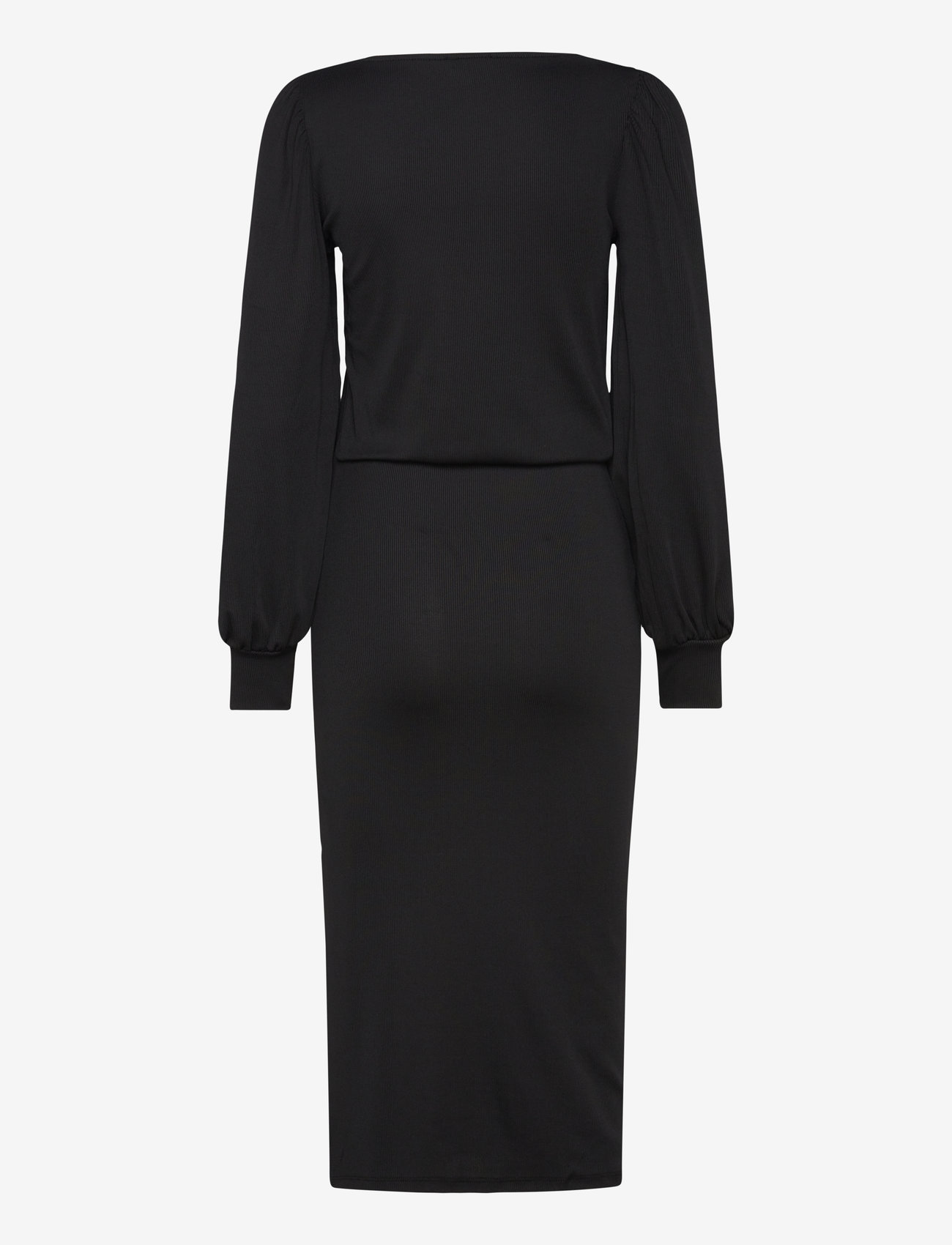Bubbleroom - Balloon Sleeve Rib Dress - black - 2