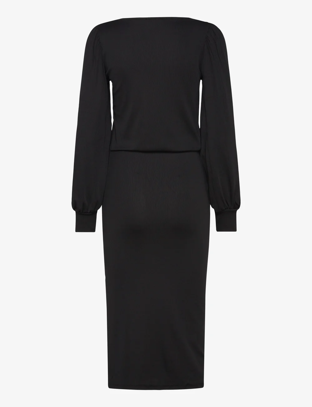 Bubbleroom - Balloon Sleeve Rib Dress - knitted dresses - black - 2