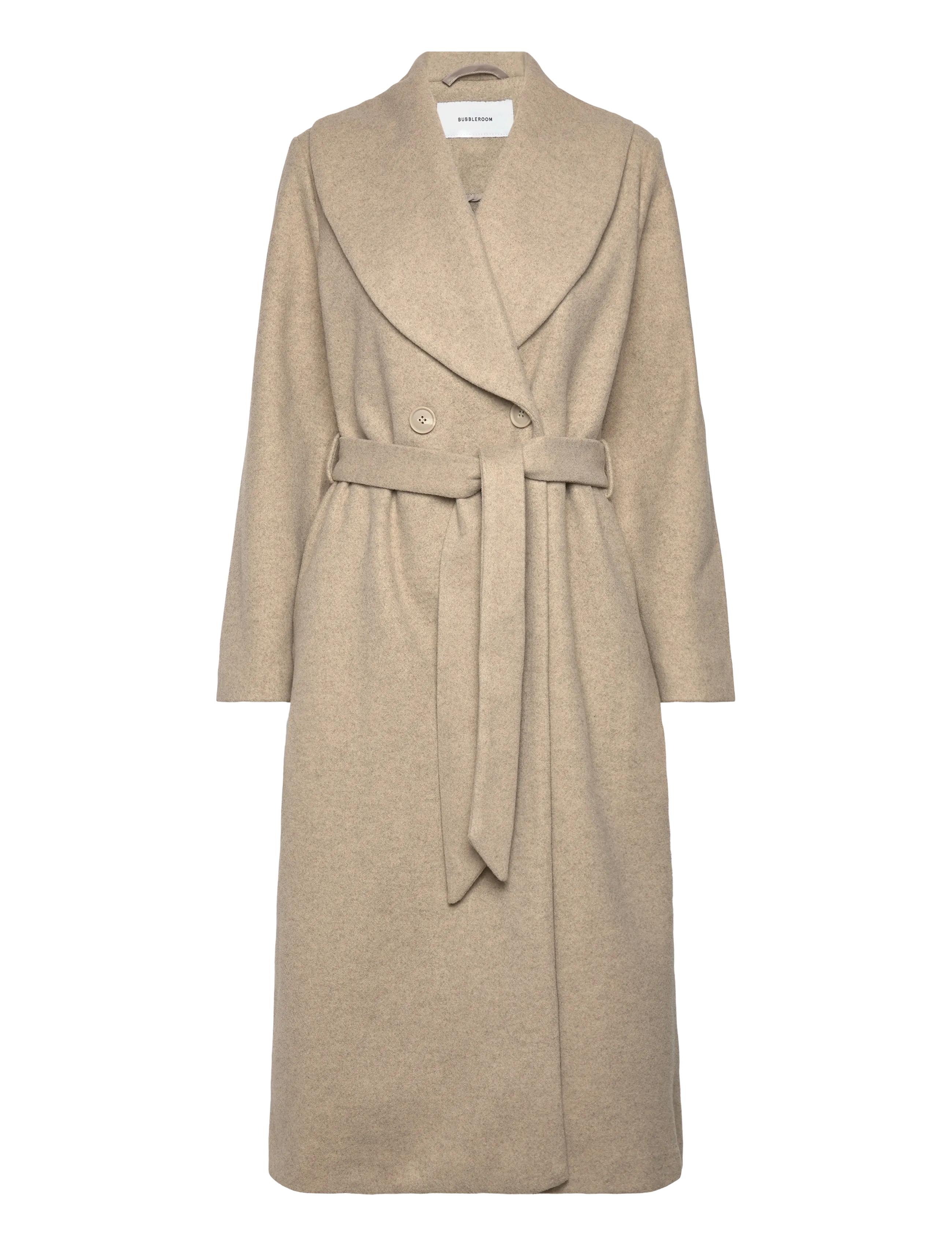 Bubbleroom Shawl Collar Coat - Kappor - LIGHT BEIGE / beige