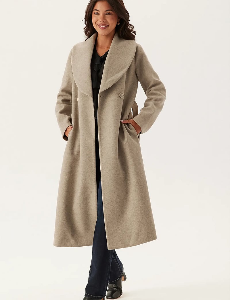Bubbleroom - Shawl Collar Coat - light beige - 0