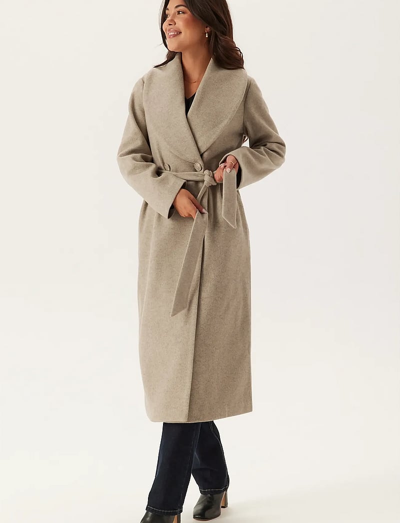 Bubbleroom - Shawl Collar Coat - light beige - 3