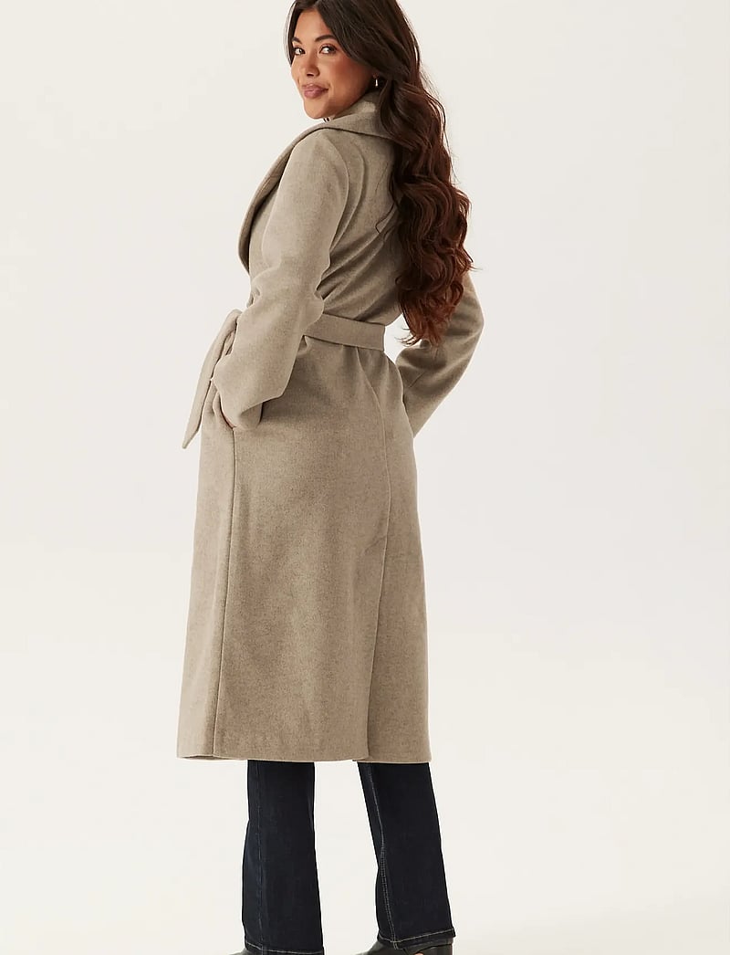 Bubbleroom - Shawl Collar Coat - light beige - 4