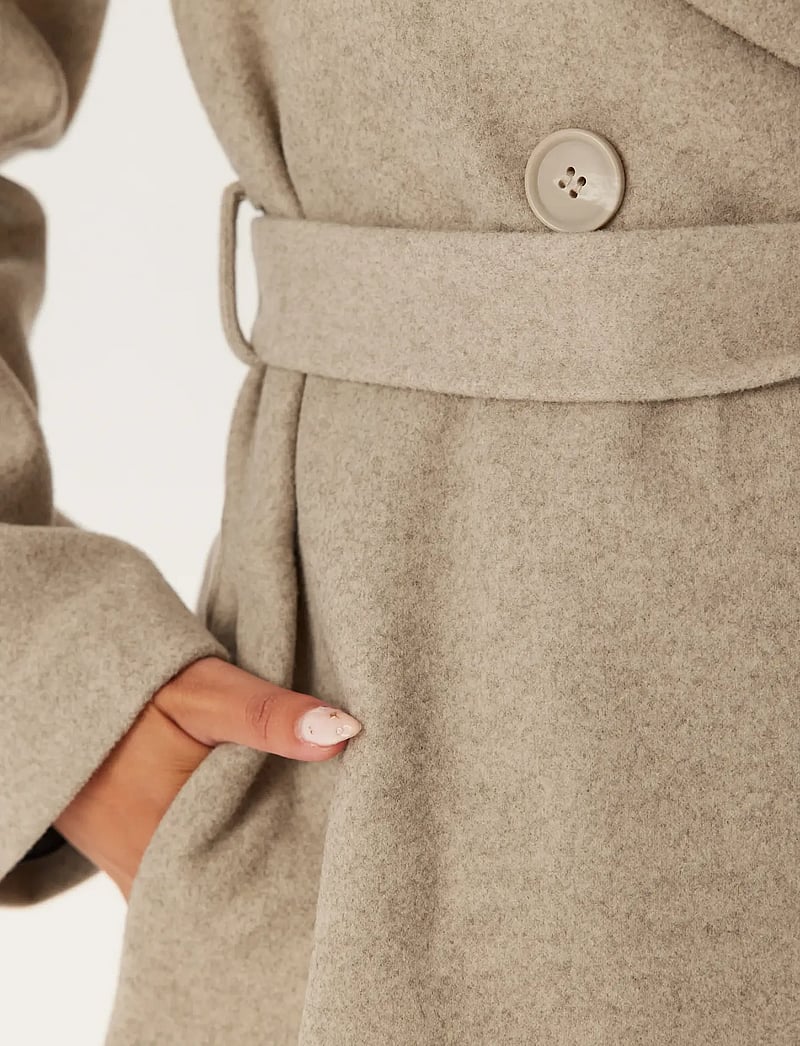 Bubbleroom - Shawl Collar Coat - light beige - 5