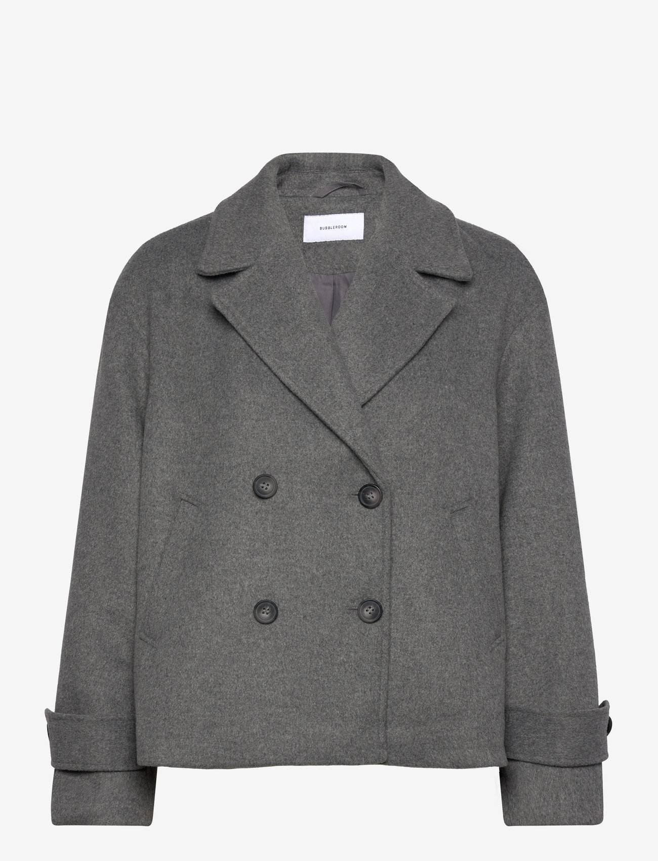 Bubbleroom - Renate Short Wool Blend Jacket - winter jacket - grey melange - 0