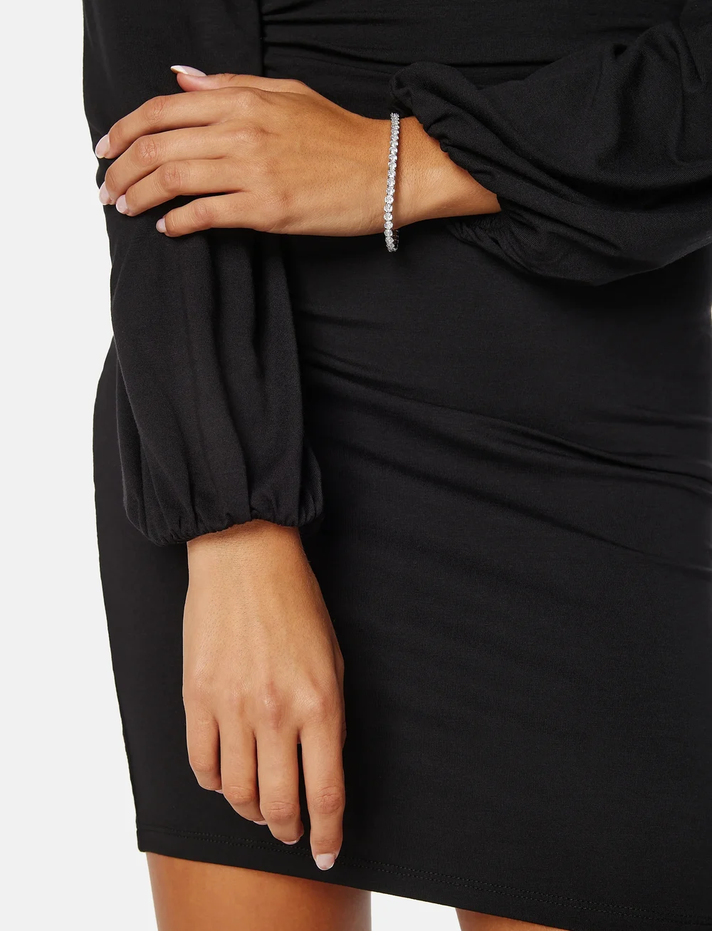 Bubbleroom - Rudina Puff Sleeve Short Dress - etuikleider - black - 5
