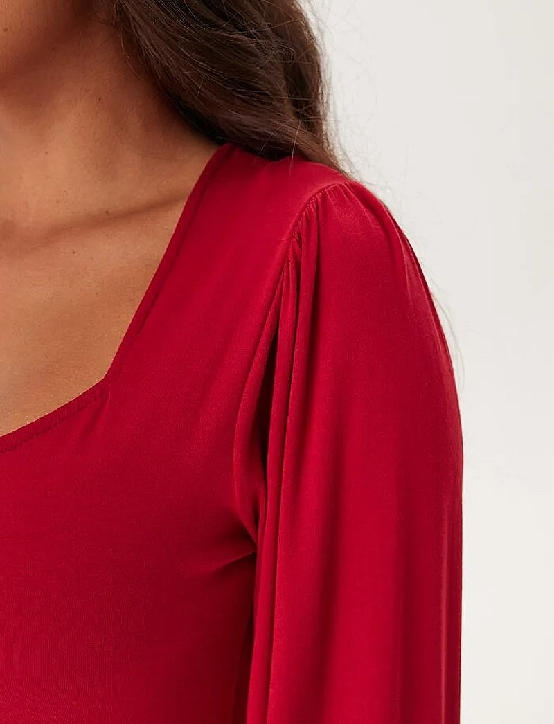 Bubbleroom - Rudina Puff Sleeve Short Dress - etuikleider - red - 5