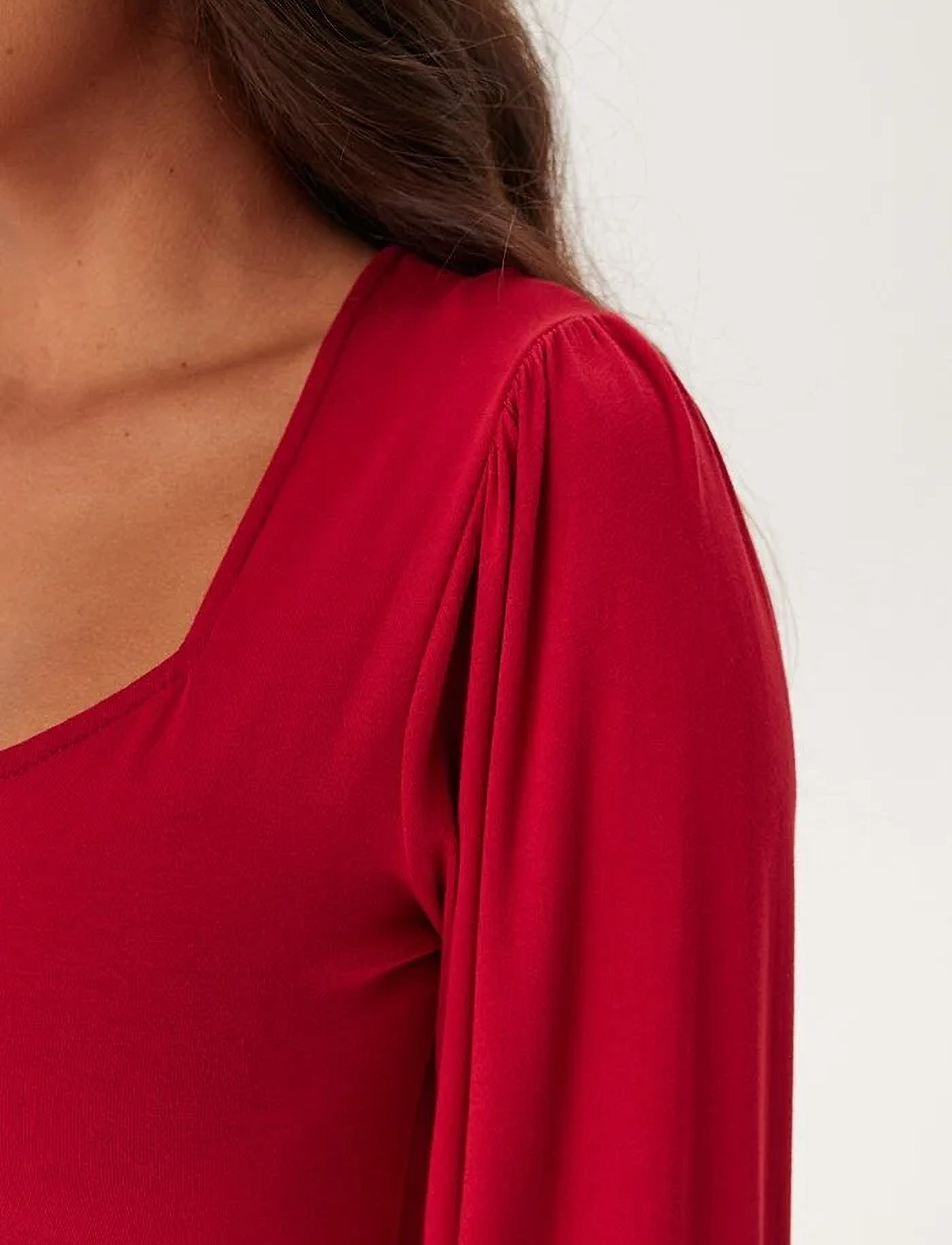 Bubbleroom - Rudina Puff Sleeve Short Dress - etuikleider - red - 5