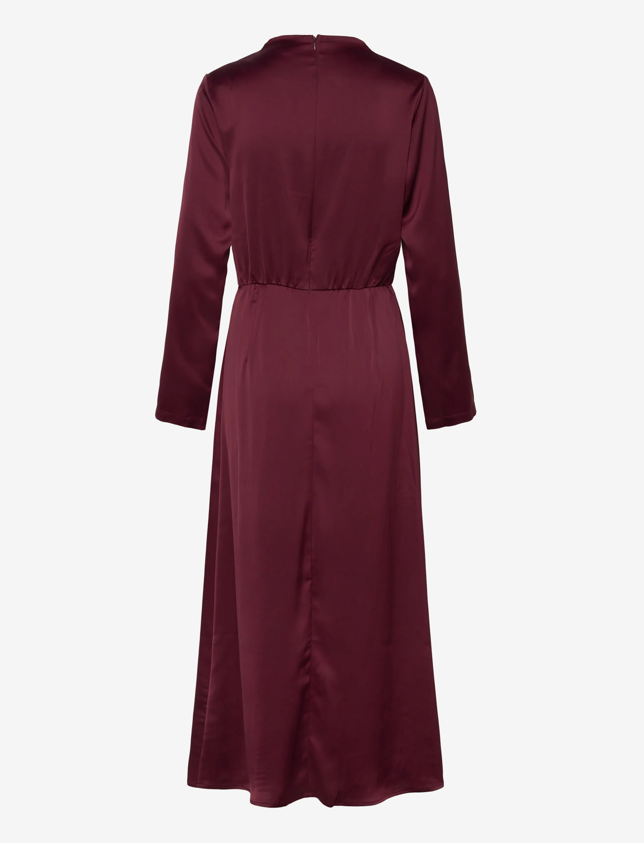 Bubbleroom - Satin High Collar Midi Dress - party dresses - burgundy - 2