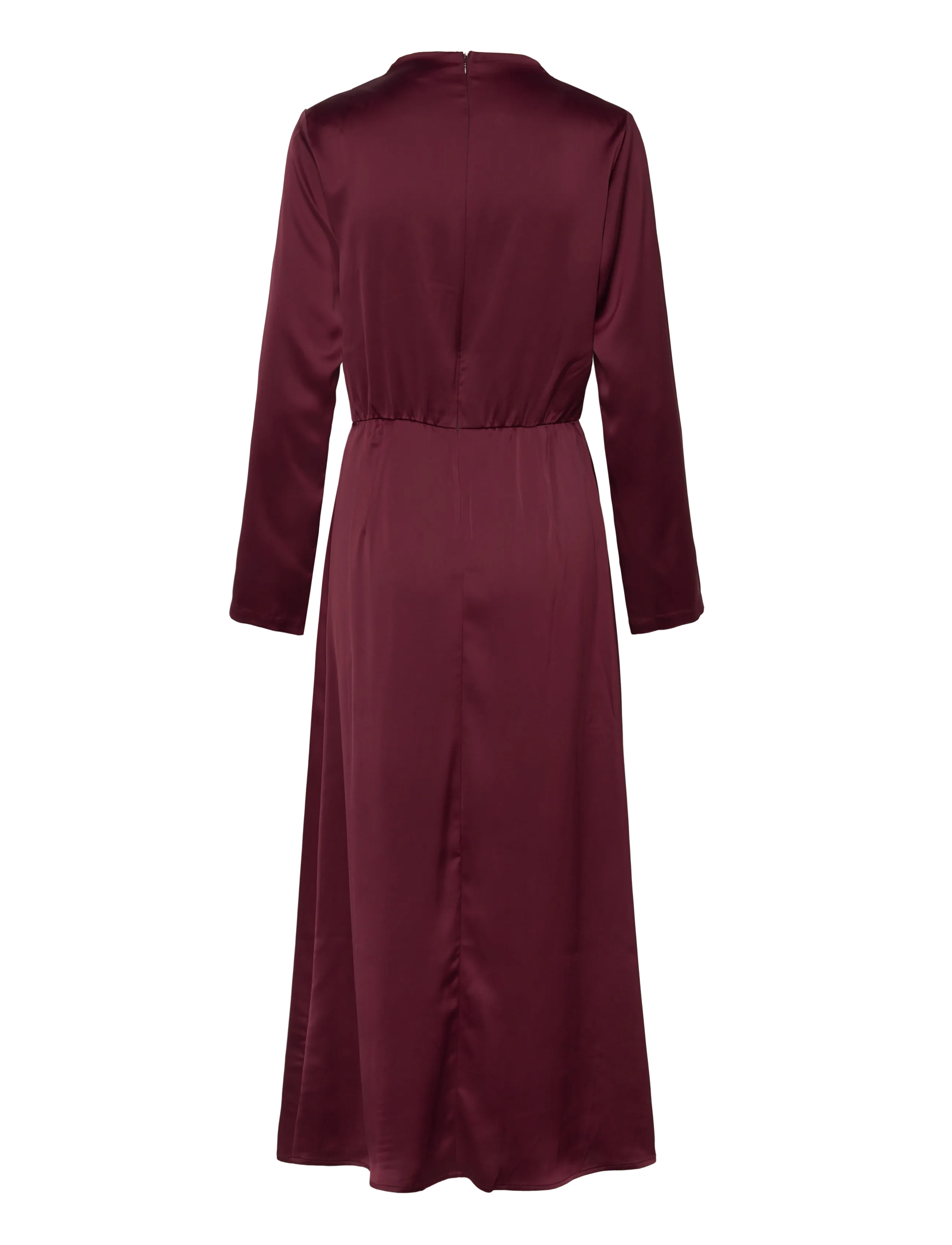 Bubbleroom - Satin High Collar Midi Dress - pidulikud kleidid - burgundy - 2
