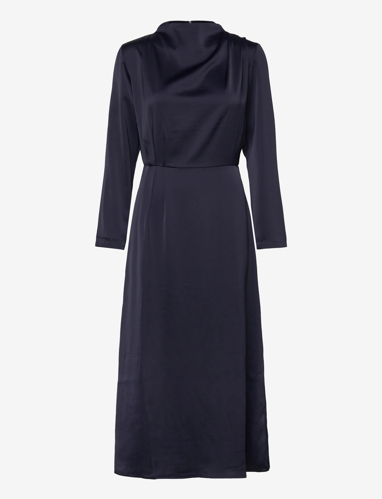 Bubbleroom - Satin High Collar Midi Dress - festkjoler - navy - 1