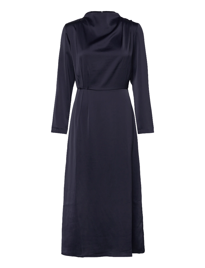Bubbleroom - Satin High Collar Midi Dress - partykleider - navy - 1