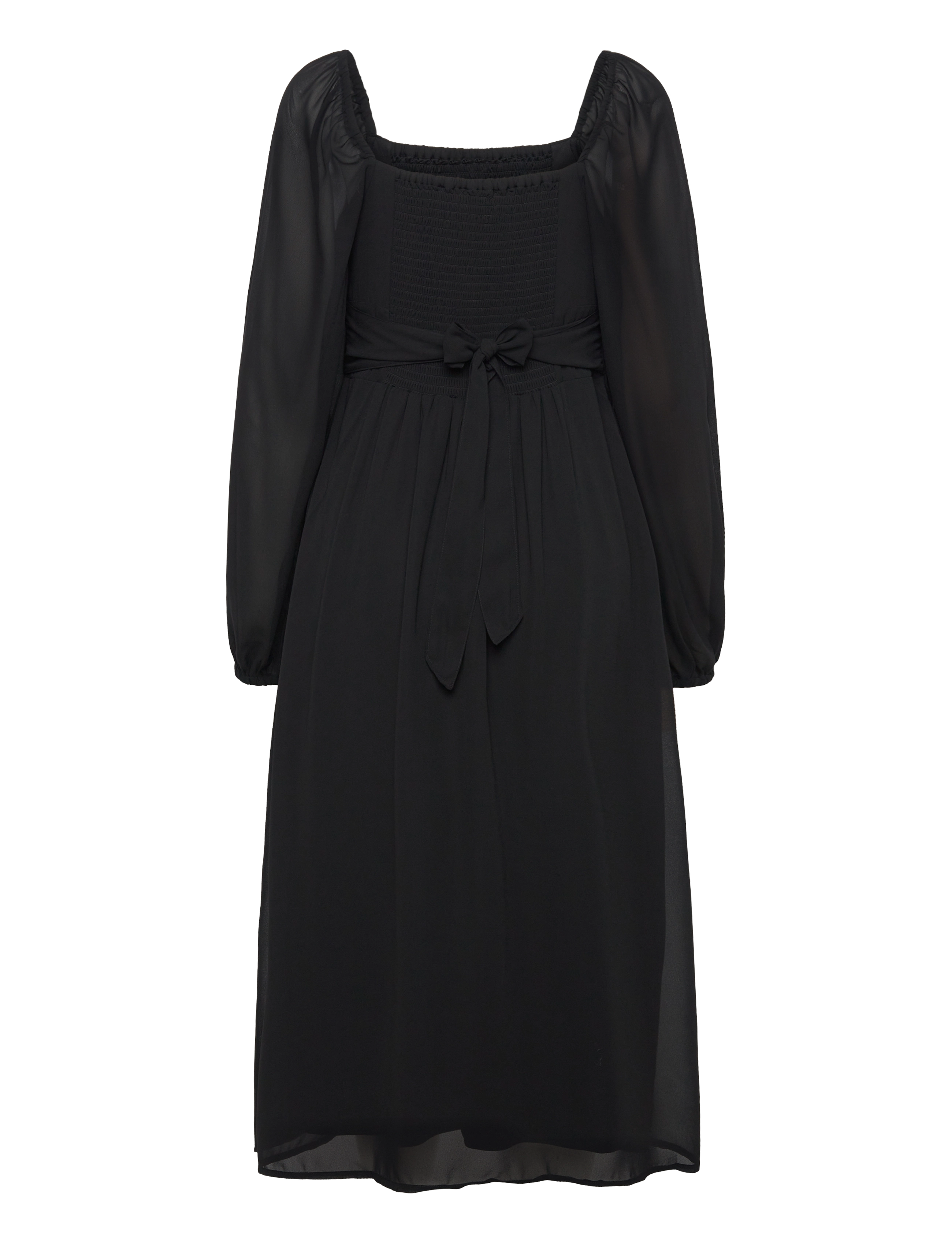 Bubbleroom - Brenna Square Neck L/S Midi Georgette Dress - midi-kleider - black - 1