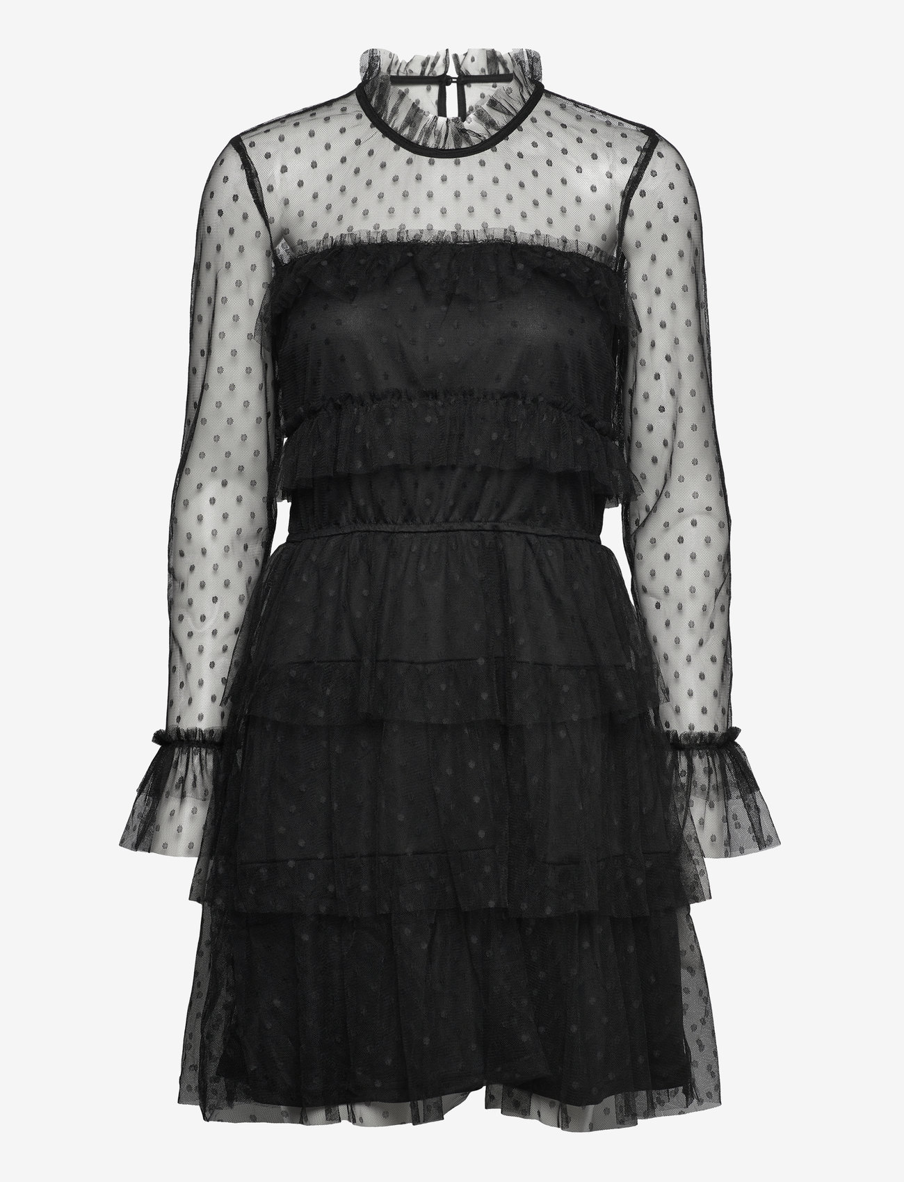 Bubbleroom - Rhoda Dotted Mesh L/S Dress - sutvirtinimas - black - 0