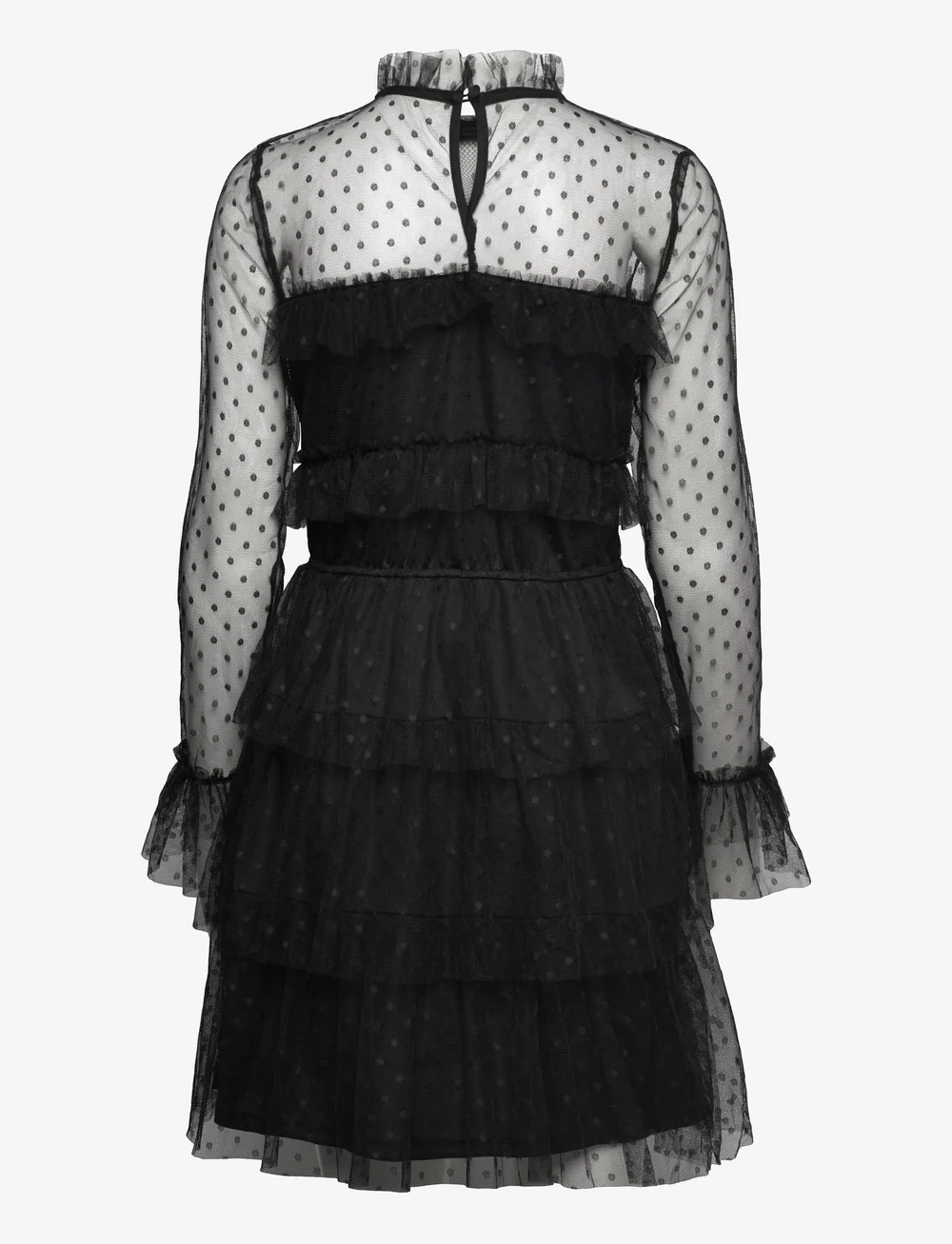 Bubbleroom - Rhoda Dotted Mesh L/S Dress - konfirmation - black - 1