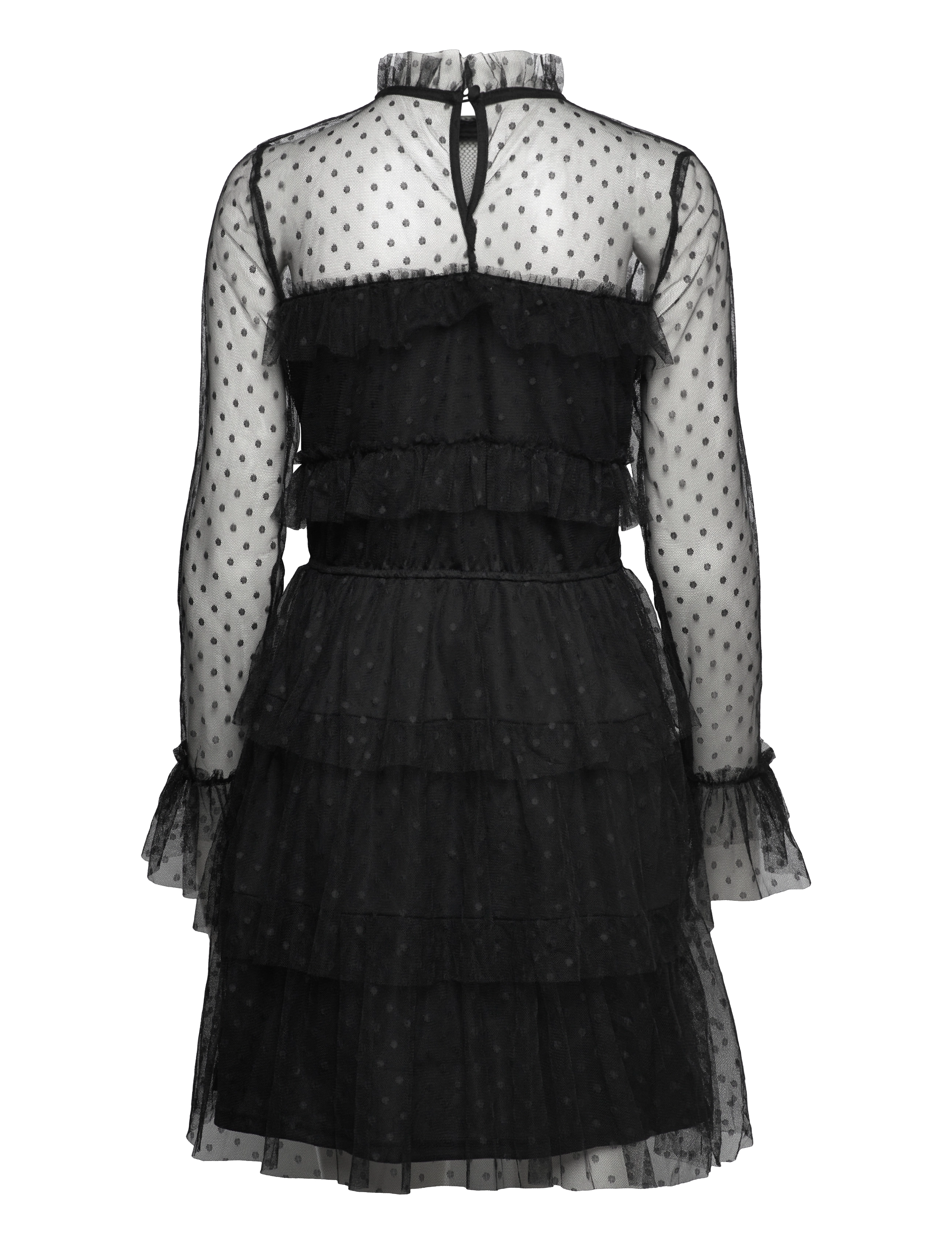 Bubbleroom - Rhoda Dotted Mesh L/S Dress - blondekjoler - black - 1