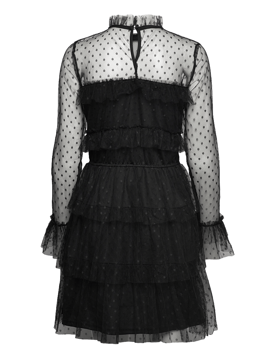 Bubbleroom - Rhoda Dotted Mesh L/S Dress - blondekjoler - black - 1
