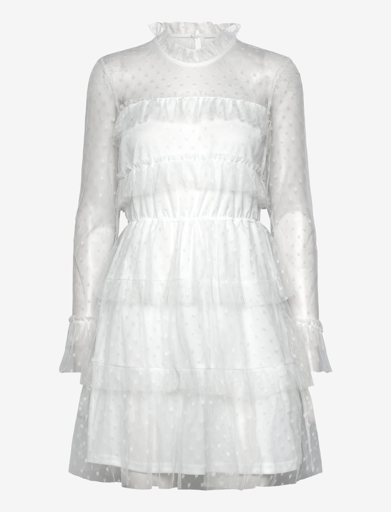 Bubbleroom - Rhoda Dotted Mesh L/S Dress - konfirmatsioon - white - 0
