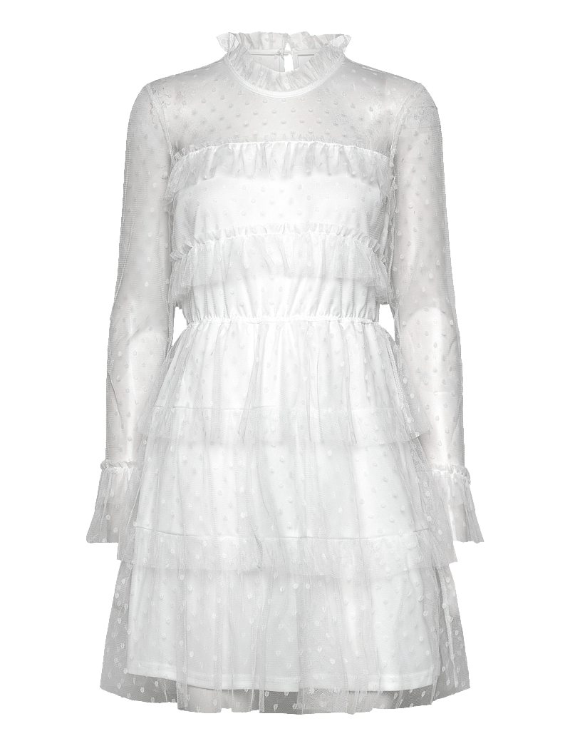 Bubbleroom - Rhoda Dotted Mesh L/S Dress - konfirmatsioon - white - 0