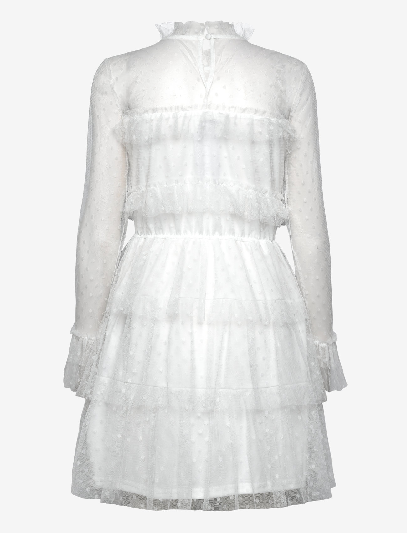 Bubbleroom - Rhoda Dotted Mesh L/S Dress - konfirmatsioon - white - 1
