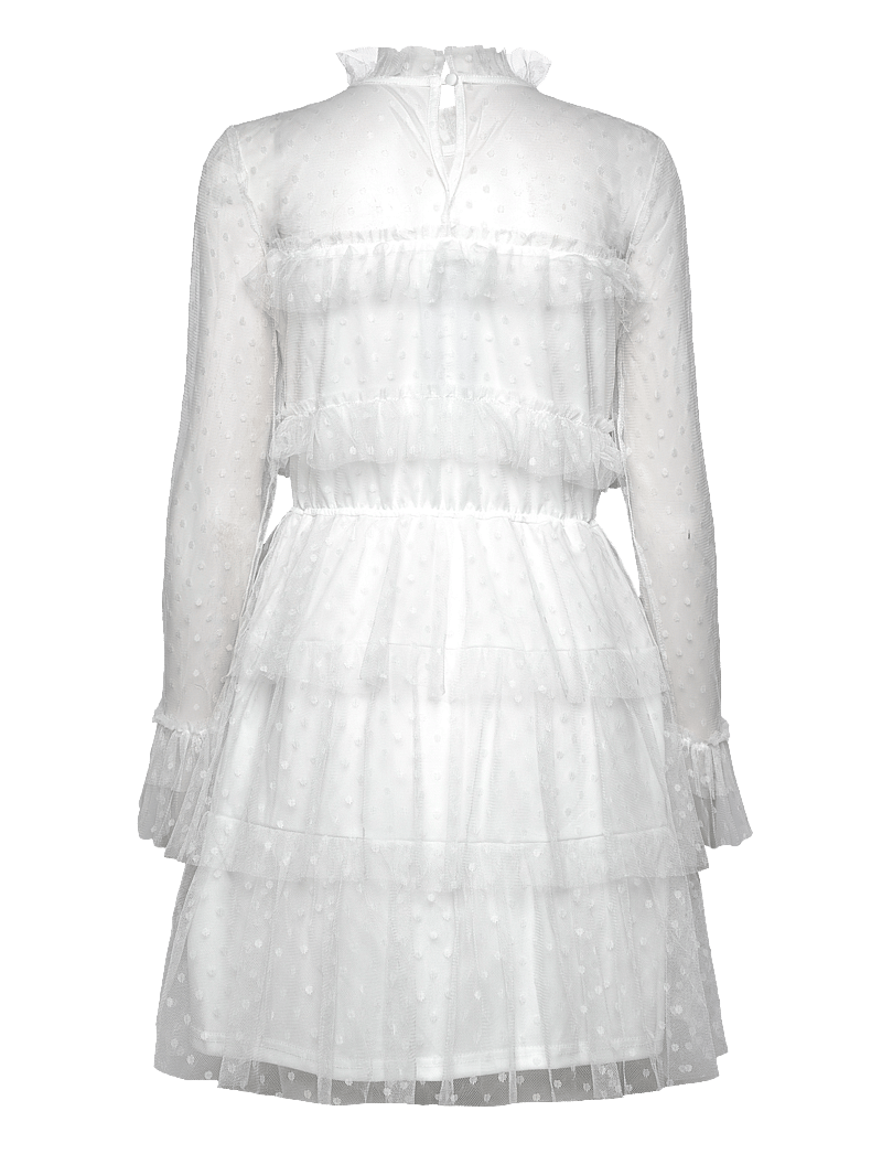 Bubbleroom - Rhoda Dotted Mesh L/S Dress - konfirmatsioon - white - 1