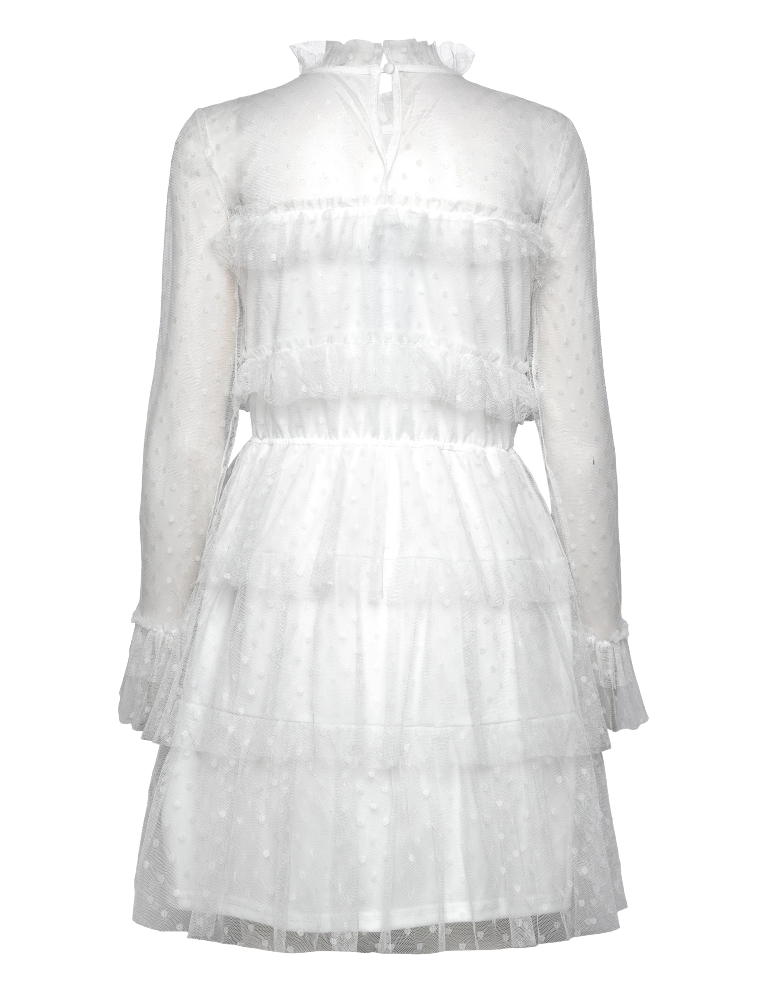 Bubbleroom - Rhoda Dotted Mesh L/S Dress - konfirmationstøj - white - 1