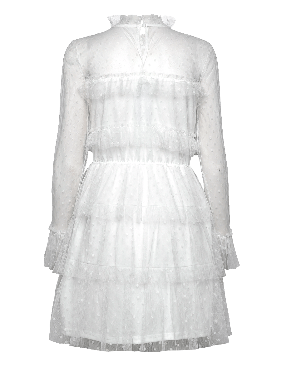 Bubbleroom - Rhoda Dotted Mesh L/S Dress - konfirmationstøj - white - 1