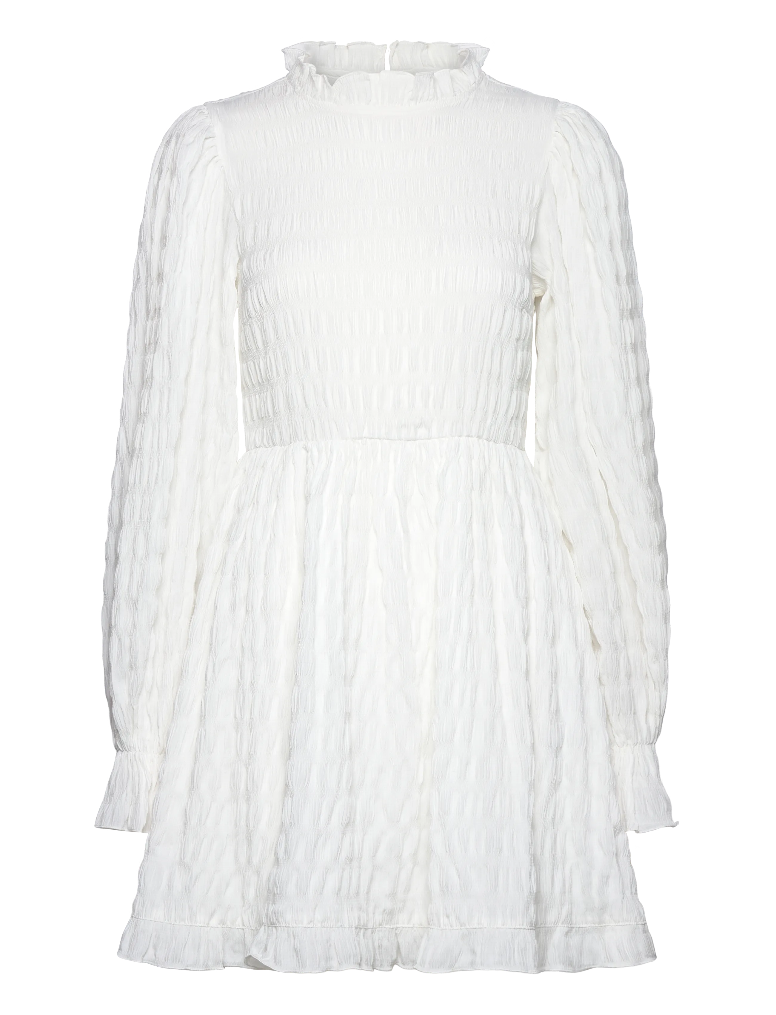 BUBBLEROOM Frill Structured Kleid Weiß - L - Damen