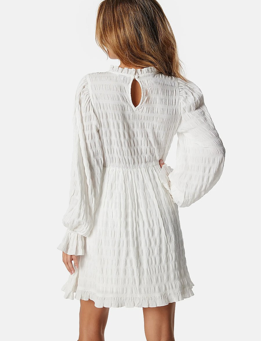 Bubbleroom - Frill Structured Dress - konfirmation - white - 4