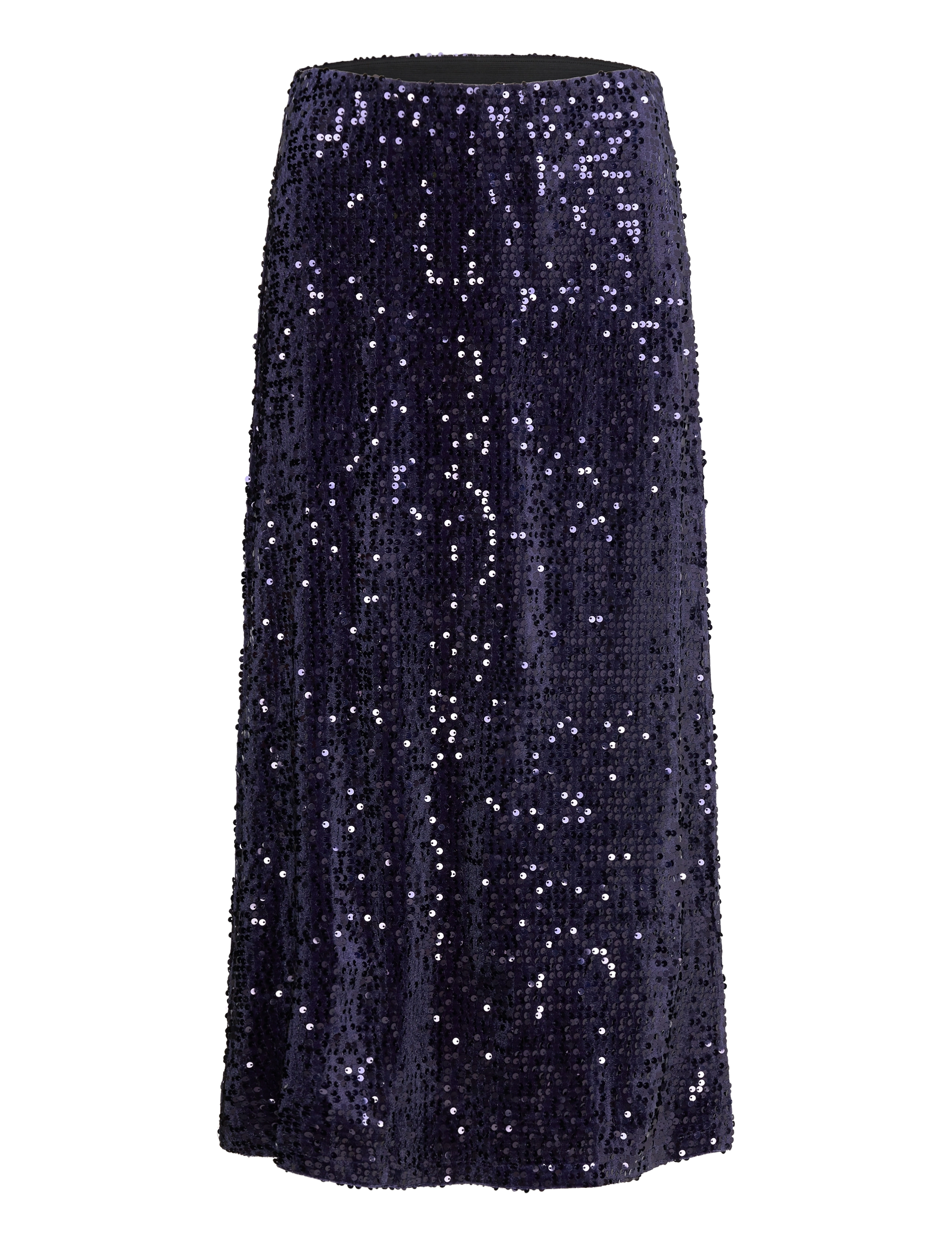 BUBBLEROOM Pailletten A-Line Midi Rock Blau - 32-34 - Damen