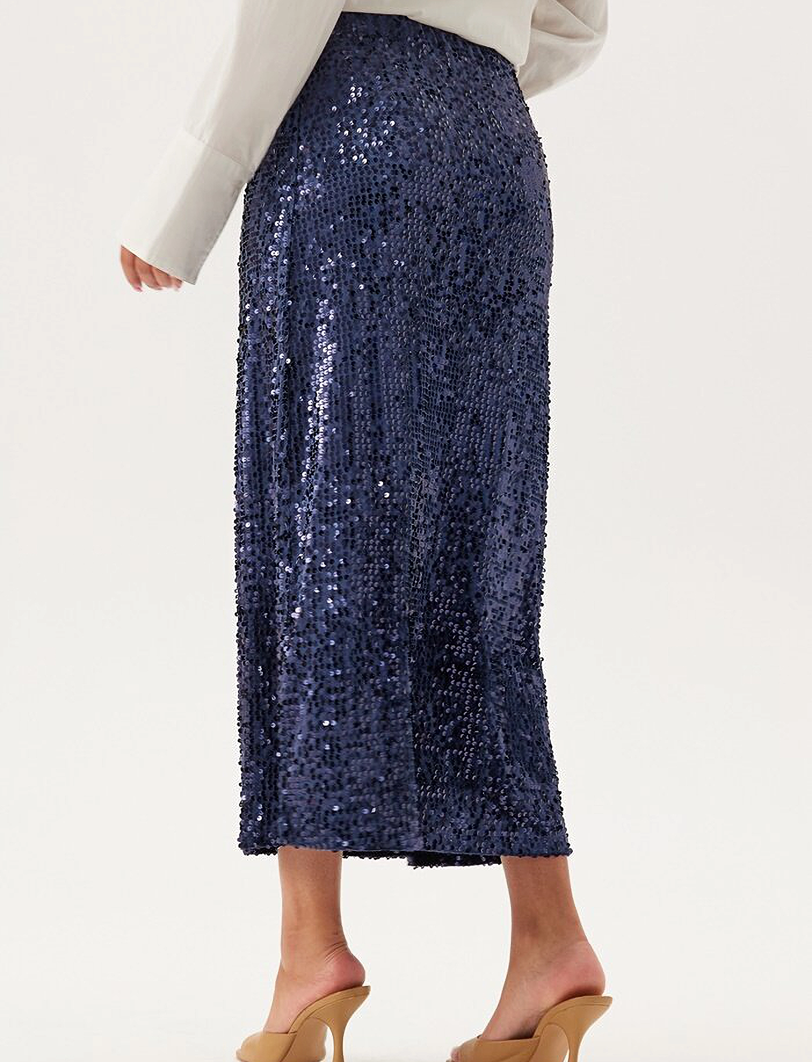 Bubbleroom - Sequin A-line Midi Skirt - midi-röcke - midnight blue - 3