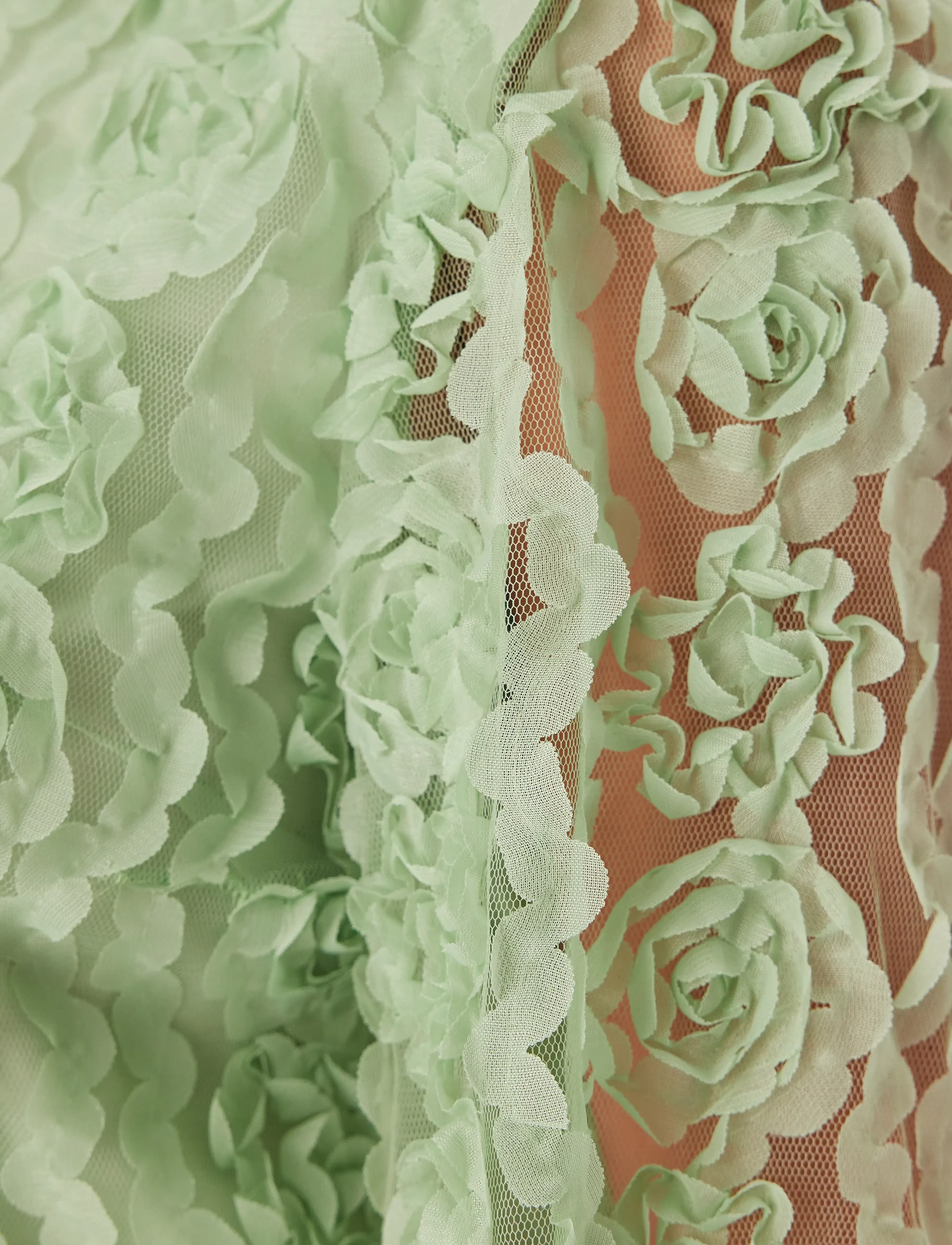 Bubbleroom - 3D Flower Short Sleeve  Blouse - dusty green - 5