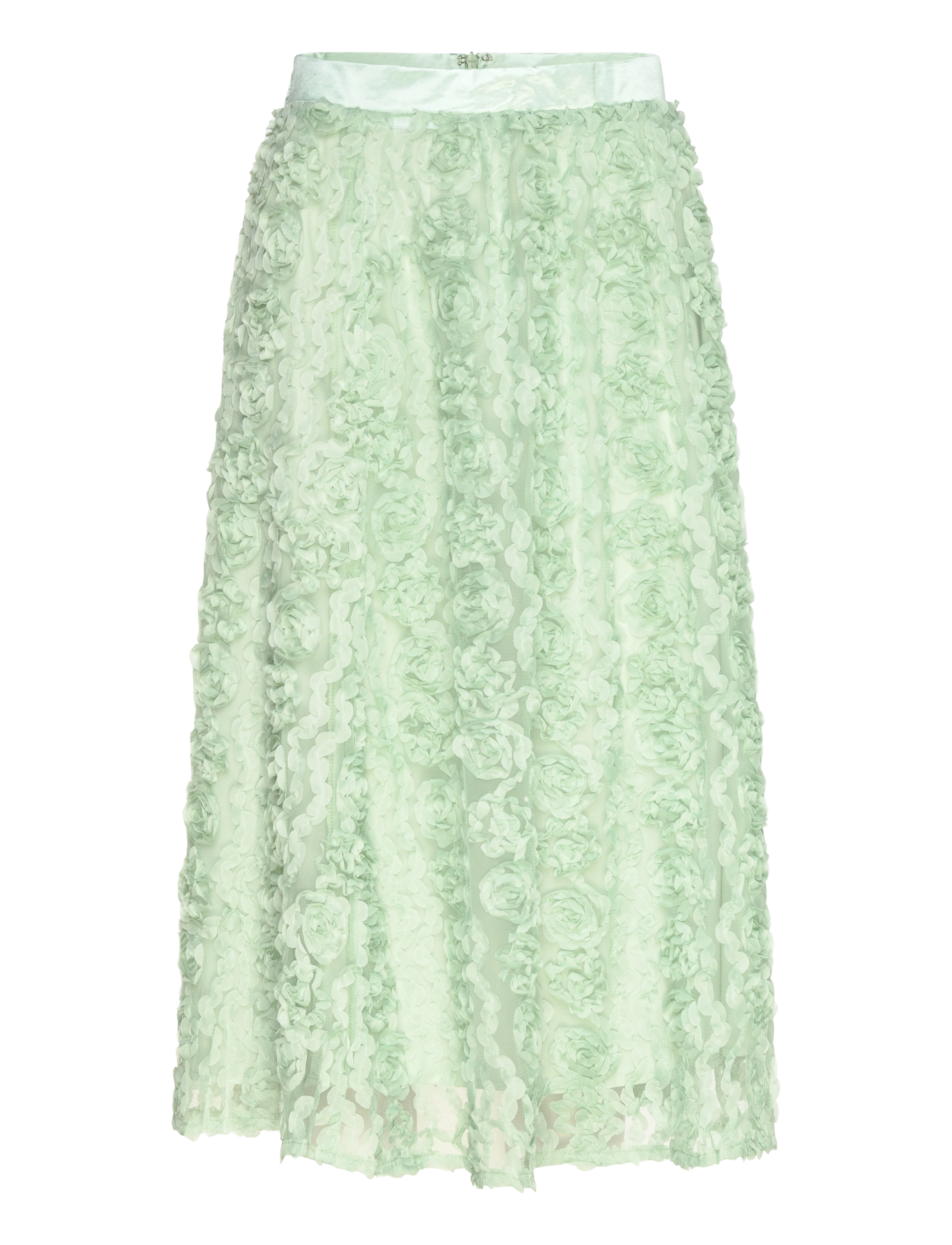 BUBBLEROOM 3D Flower Midi Rock Grün - XS - Damen