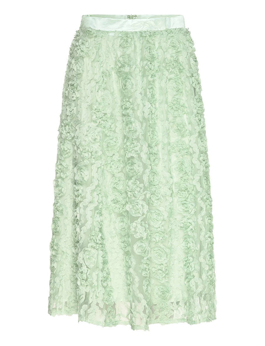 Bubbleroom - 3D Flower Midi Skirt - midiseelikud - dusty green - 1
