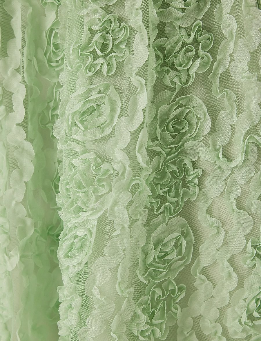 Bubbleroom - 3D Flower Midi Skirt - midiseelikud - dusty green - 5