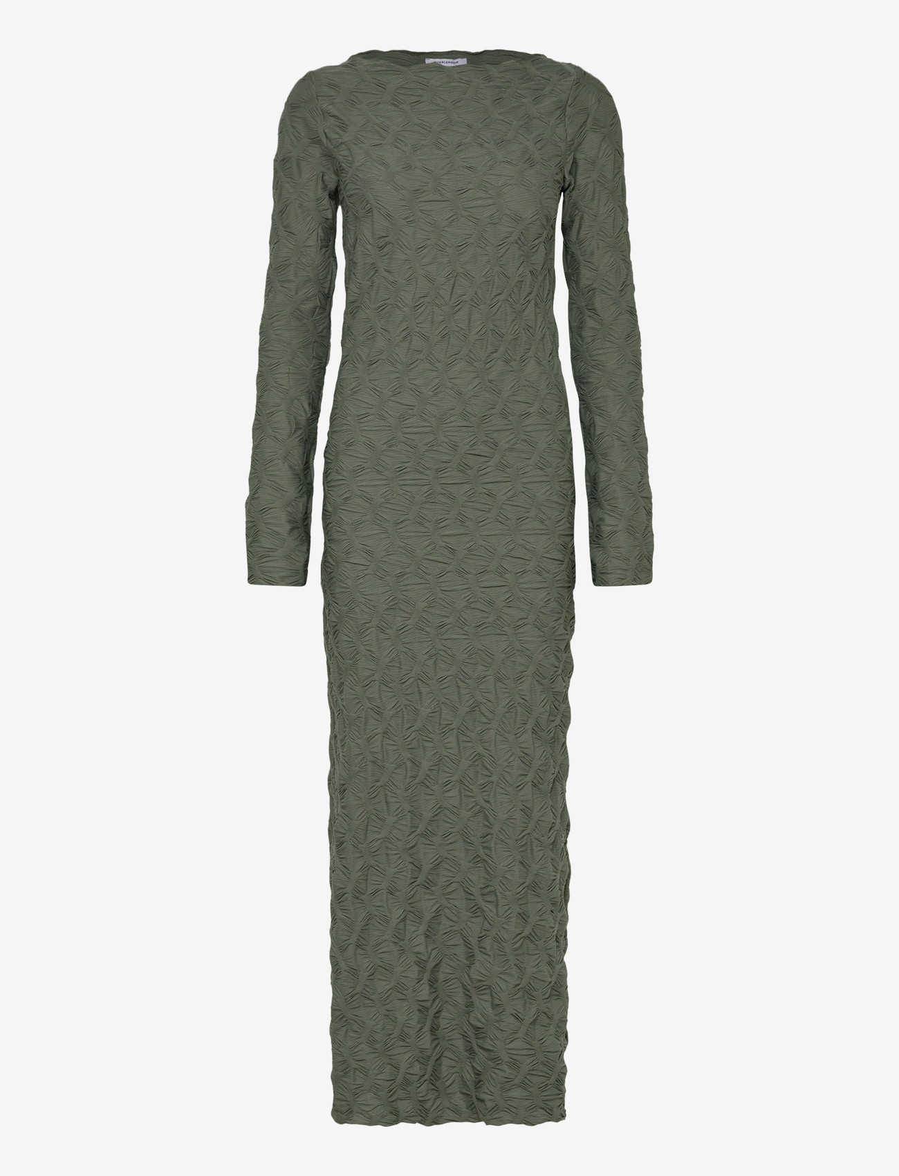 Bubbleroom - Structure Long Sleeve Midi Dress - fodralklänningar - green - 1