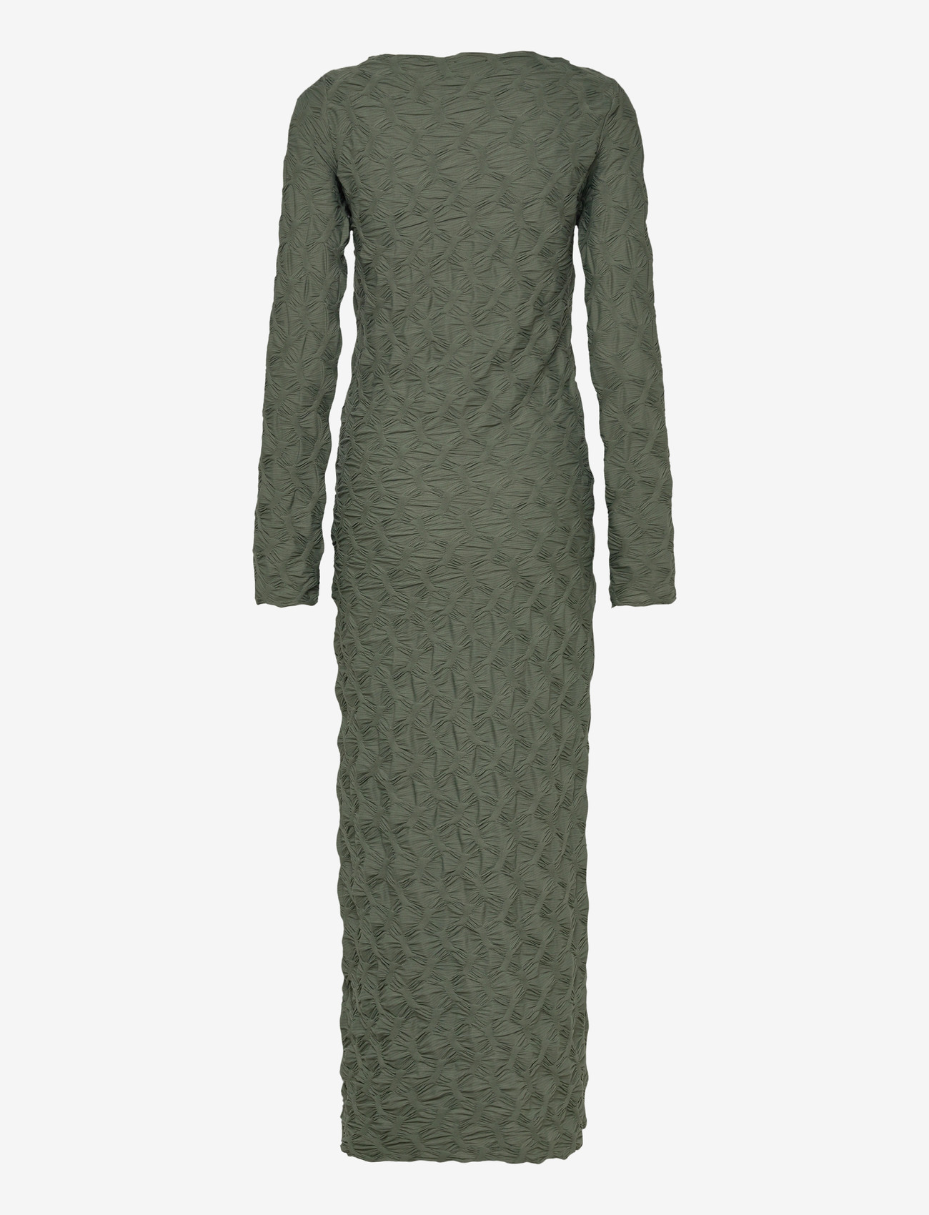 Bubbleroom - Structure Long Sleeve Midi Dress - fodralklänningar - green - 2