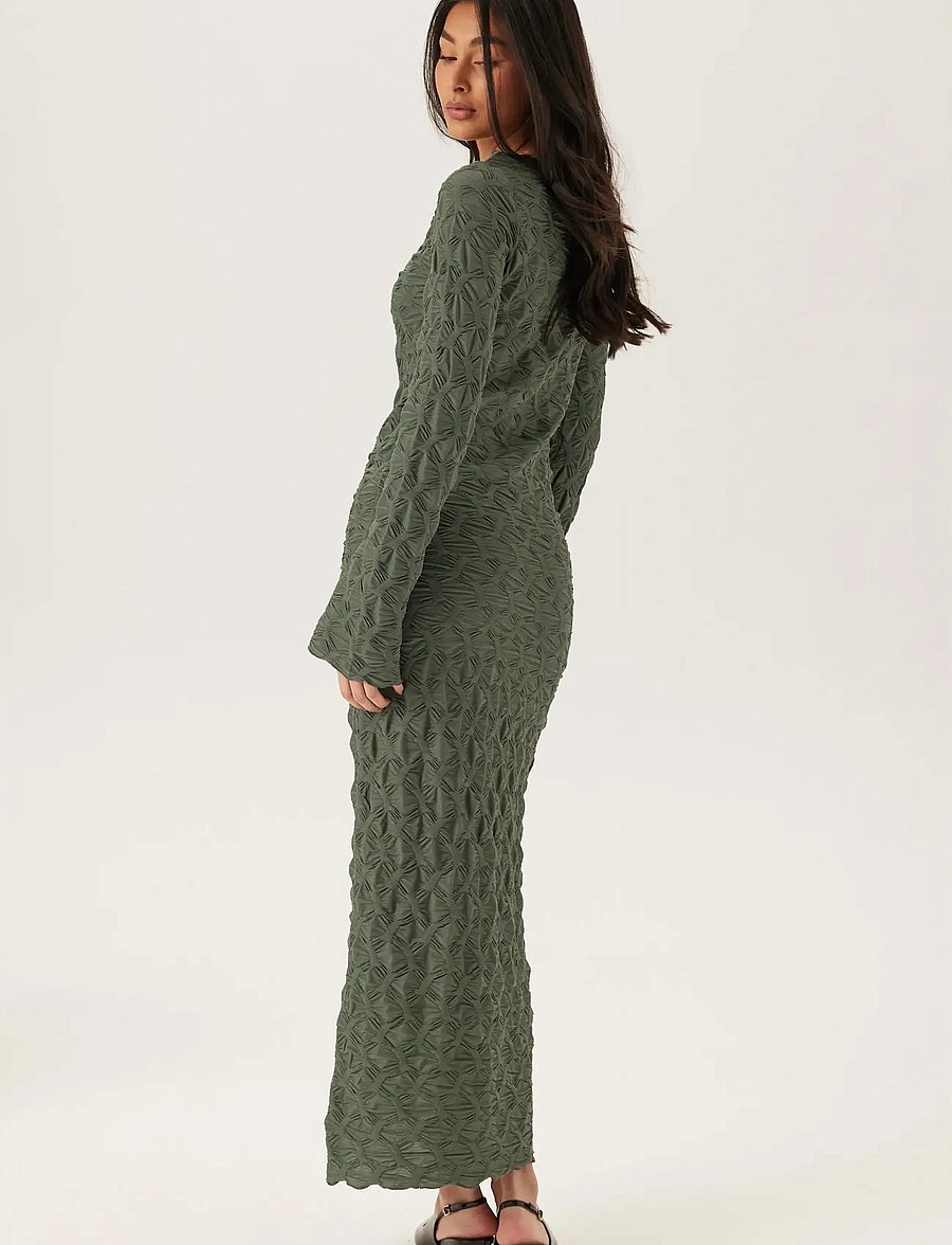 Bubbleroom - Structure Long Sleeve Midi Dress - robes moulantes - green - 4