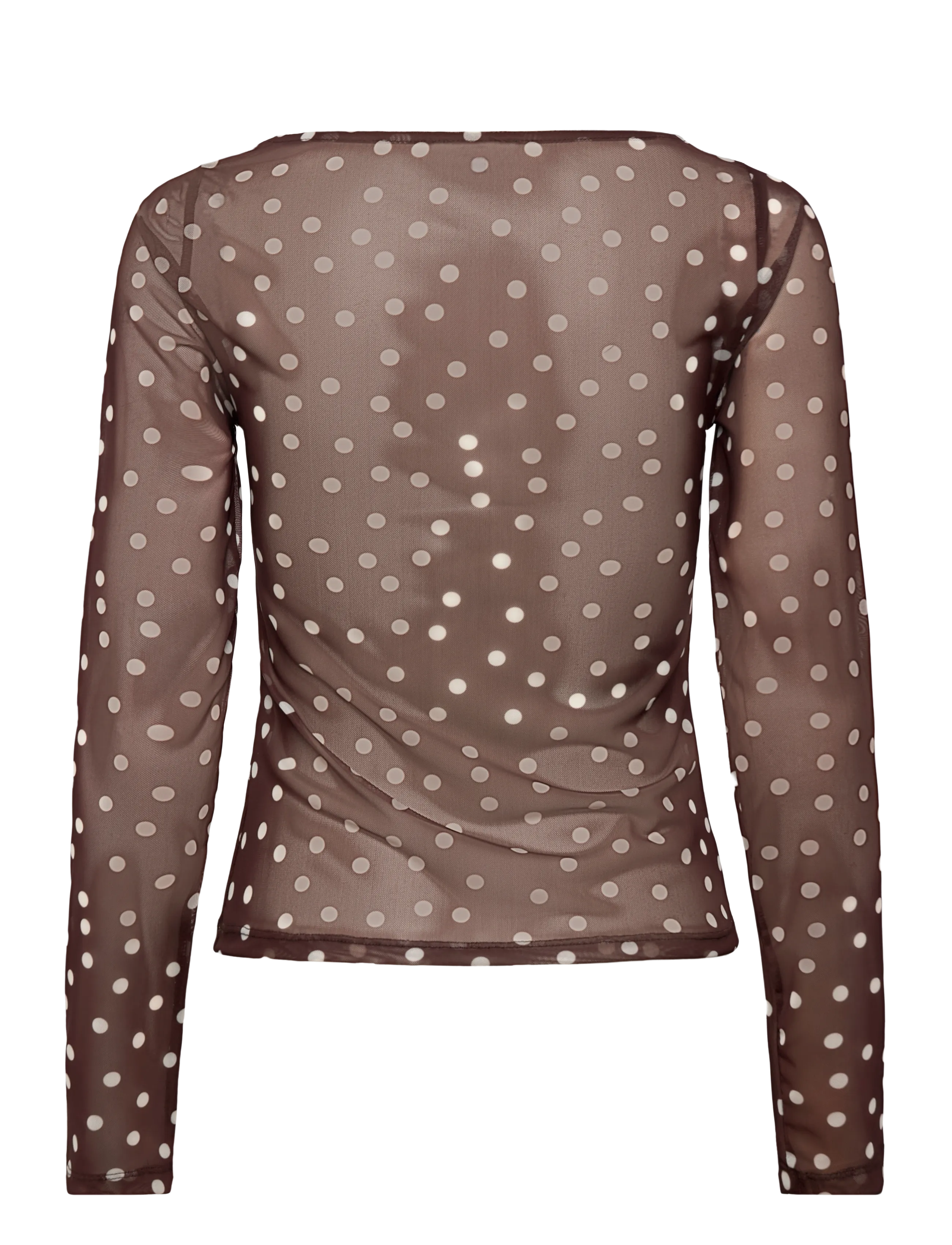 Bubbleroom - Long Sleeve Mesh Top - langärmlige tops - brown/cream - 2