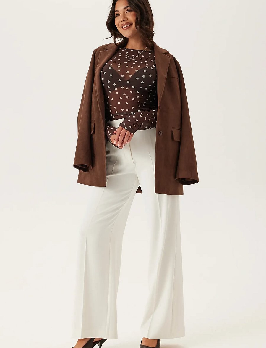 Bubbleroom - Long Sleeve Mesh Top - långärmade toppar - brown/cream - 5