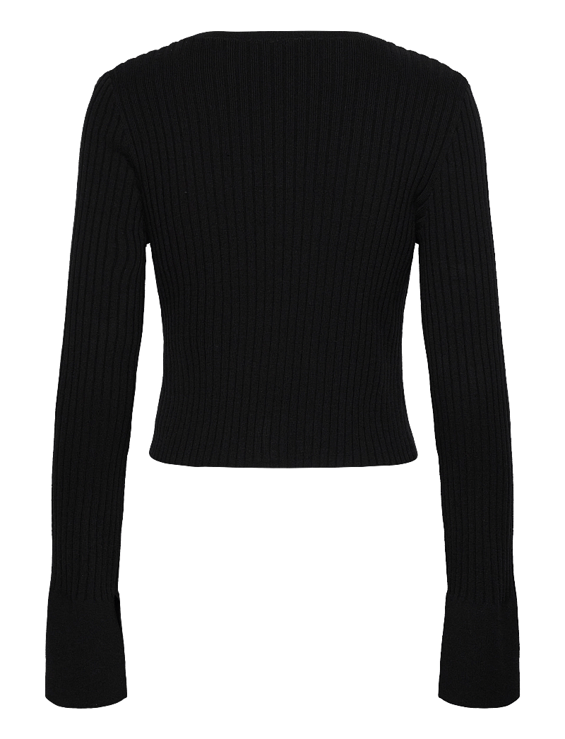 Bubbleroom - Emelie Knitted Bow Cardigan - cardigans - black - 1