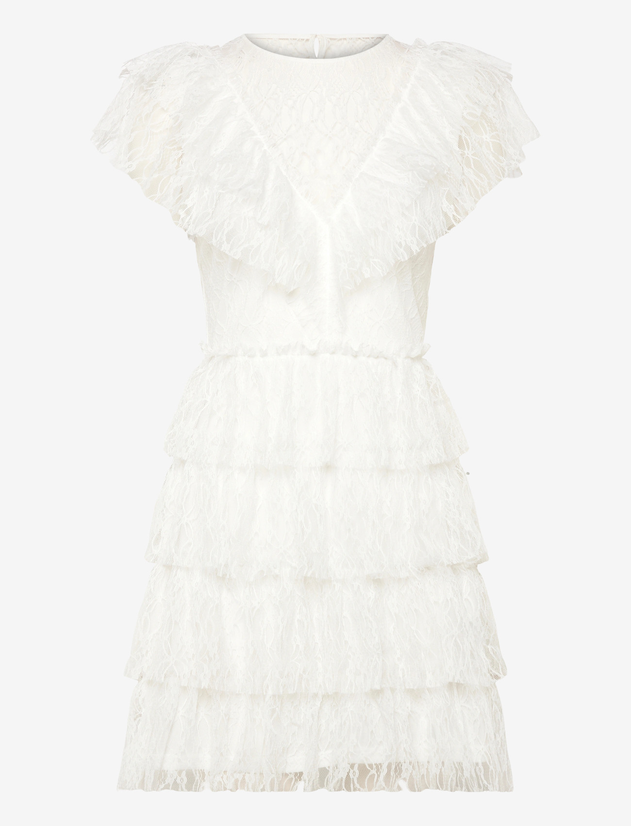 Bubbleroom - Lace Frill Short Dress - konfirmation - white - 1